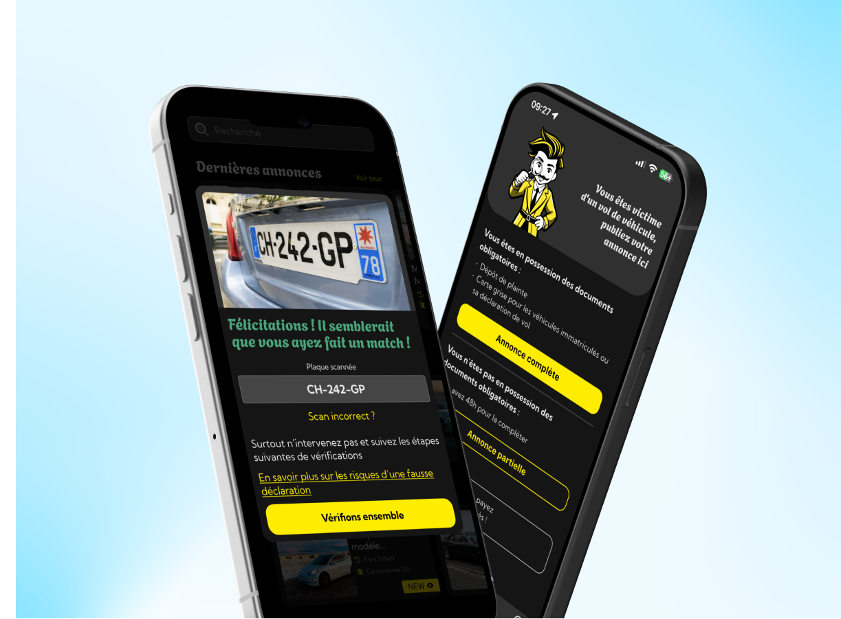 Illustration du projet LAMP : application mobile localisation de véhicules volés