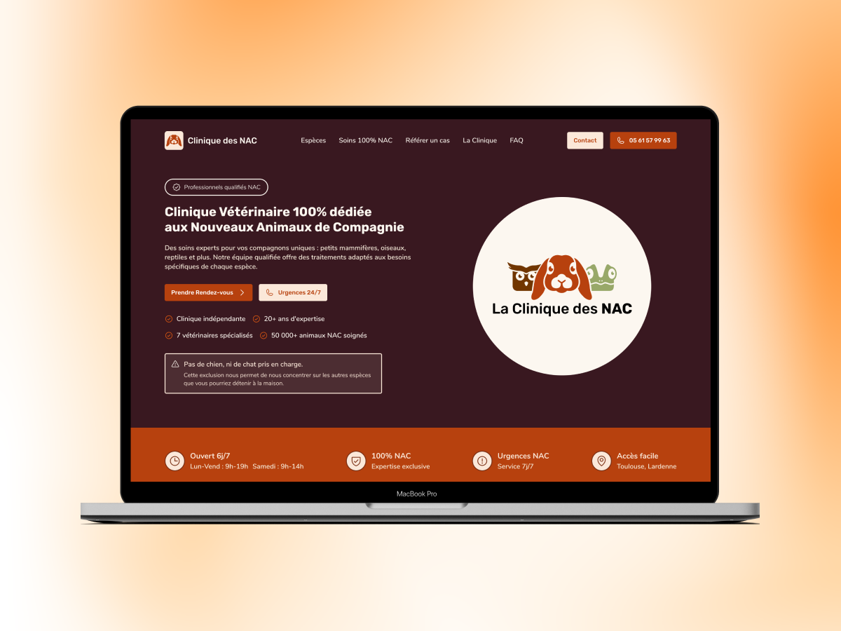 Illustration du projet Clinique des NAC Toulouse : refonte complète site web