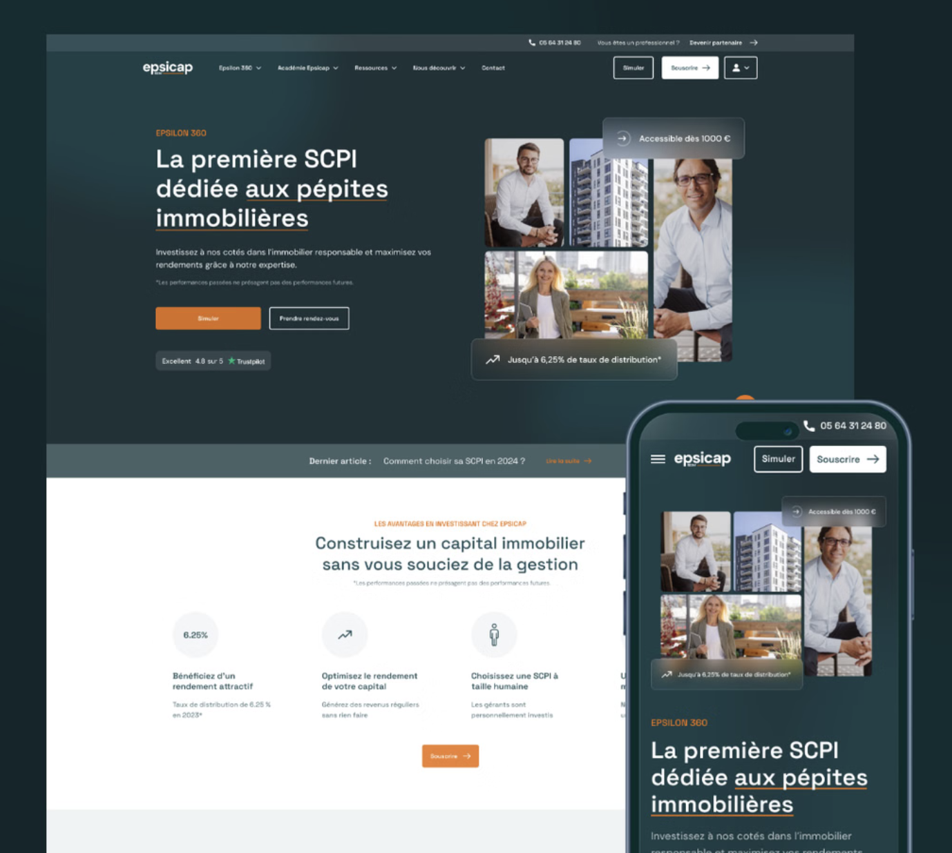 Illustration du projet Plateforme digitale d'investissement en SCPI pour Epsicap REIM