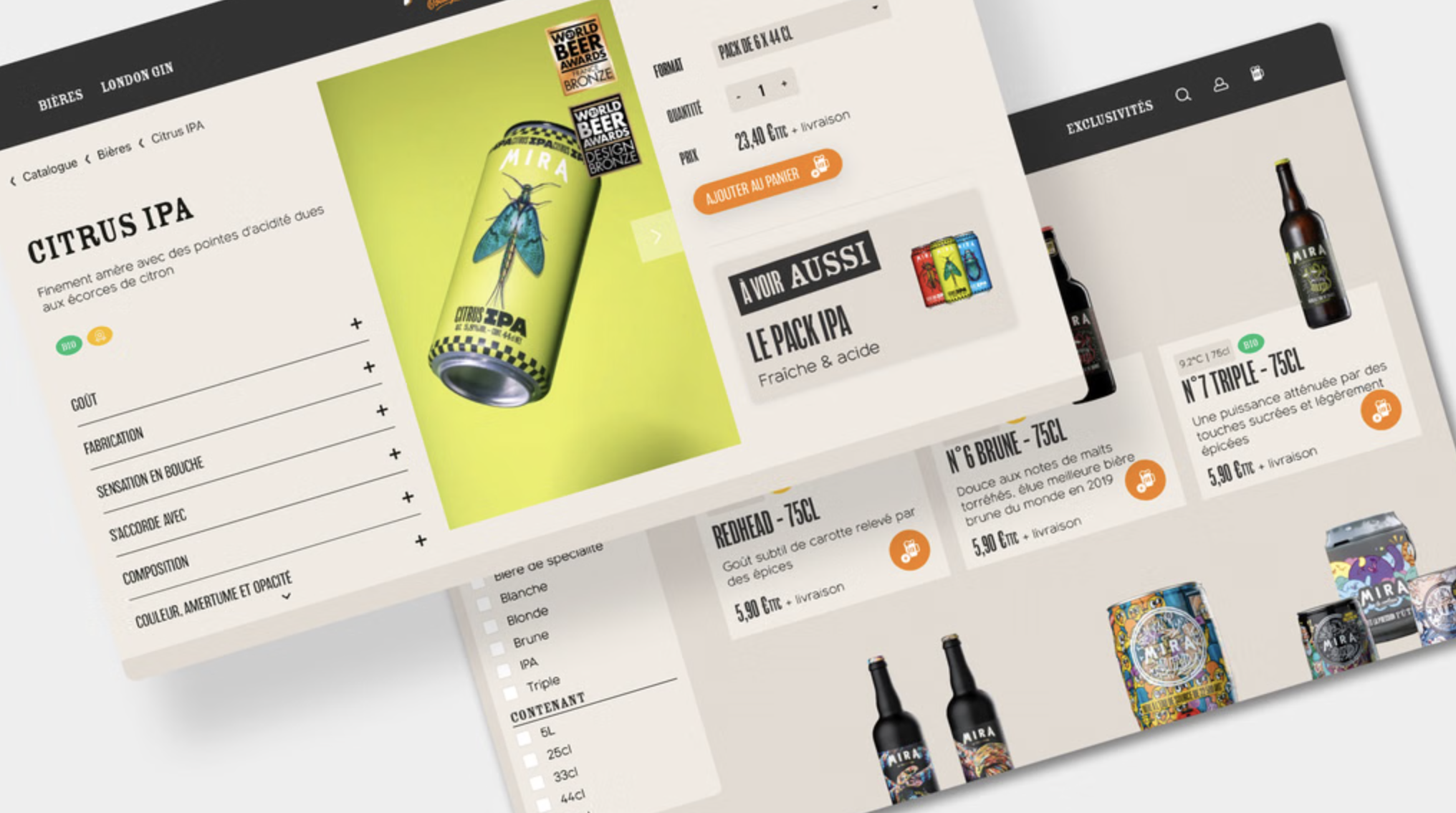 Illustration du projet Création d'un site E-commerce - Bières Mira