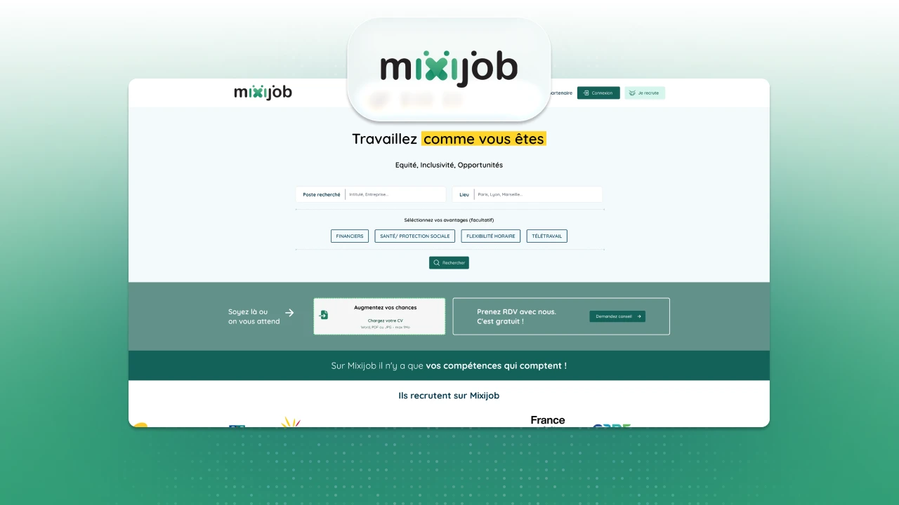 Illustration du projet Mixijob est une plateforme de recrutement inclusive, favorisant la diversité et l’égalité des chances sur le marché de l’emploi.