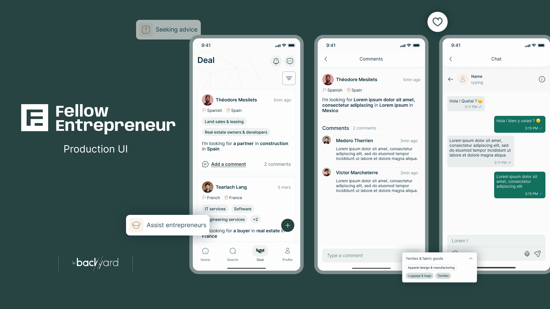 Illustration du projet Application de mise en relation entre entrepreneurs : Fellow