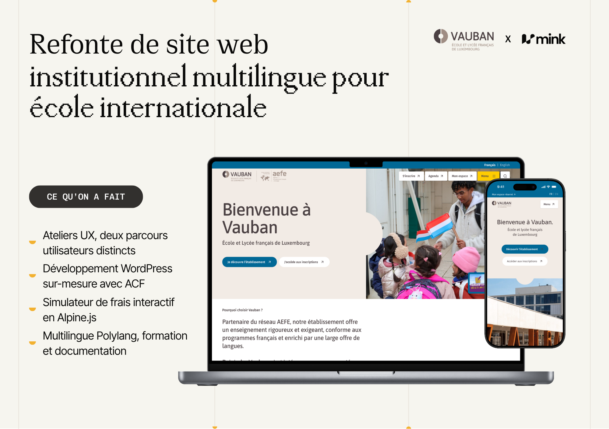 Illustration du projet Refonte de site institutionnel multilingue pour école internationale