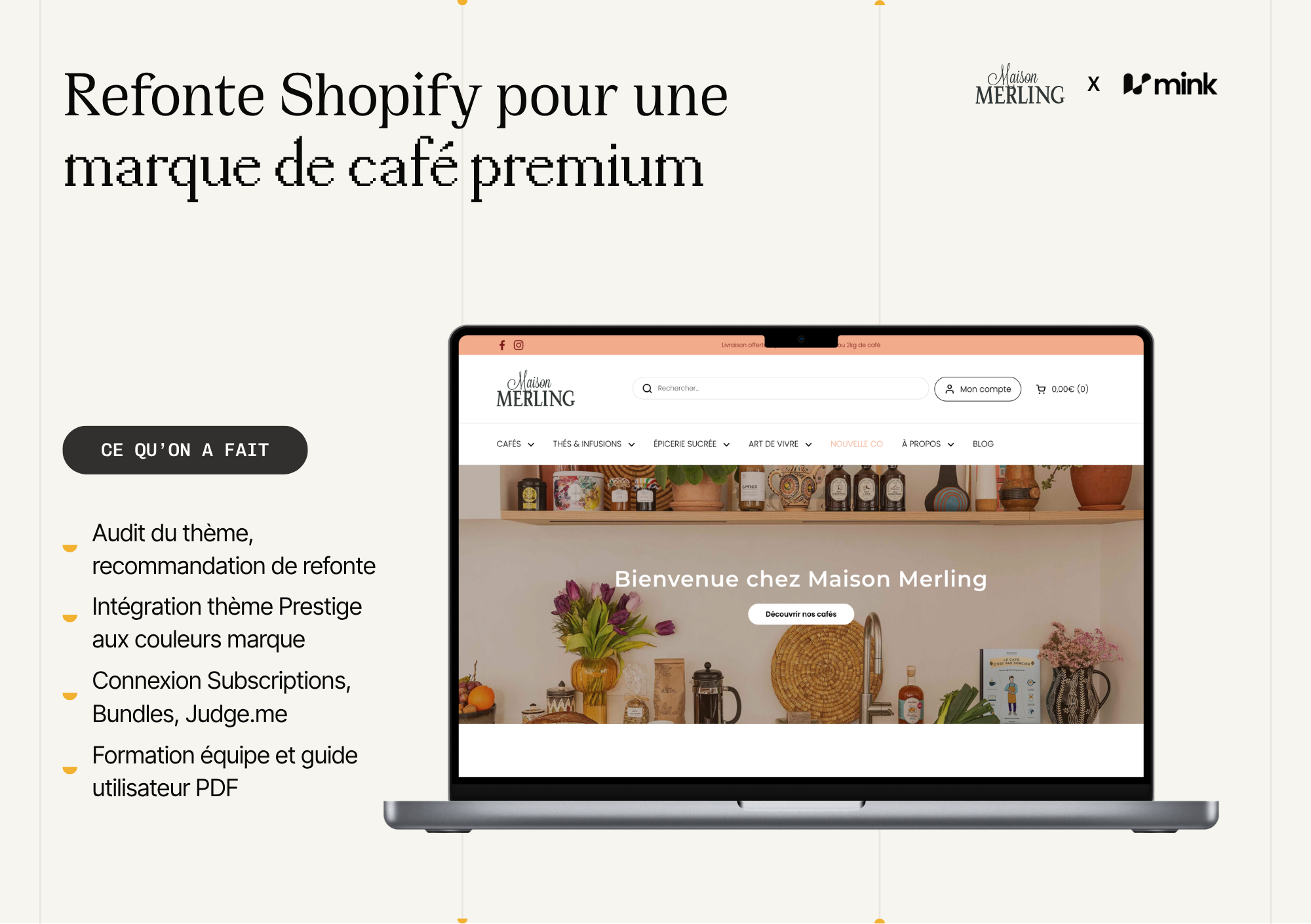 Illustration du projet Refonte Shopify pour une marque de café premium