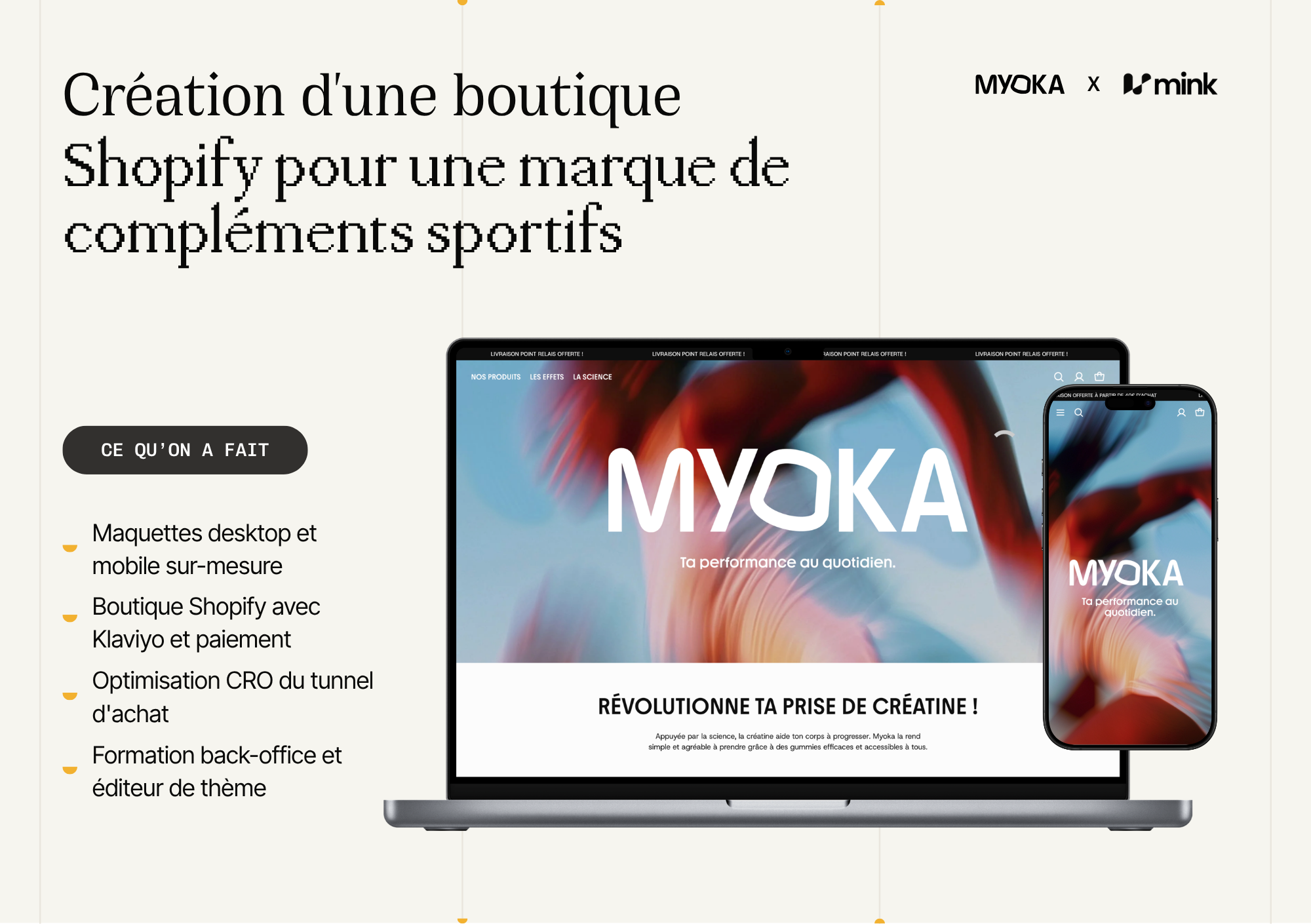 Illustration du projet Création d'une boutique Shopify pour une marque de compléments sportifs