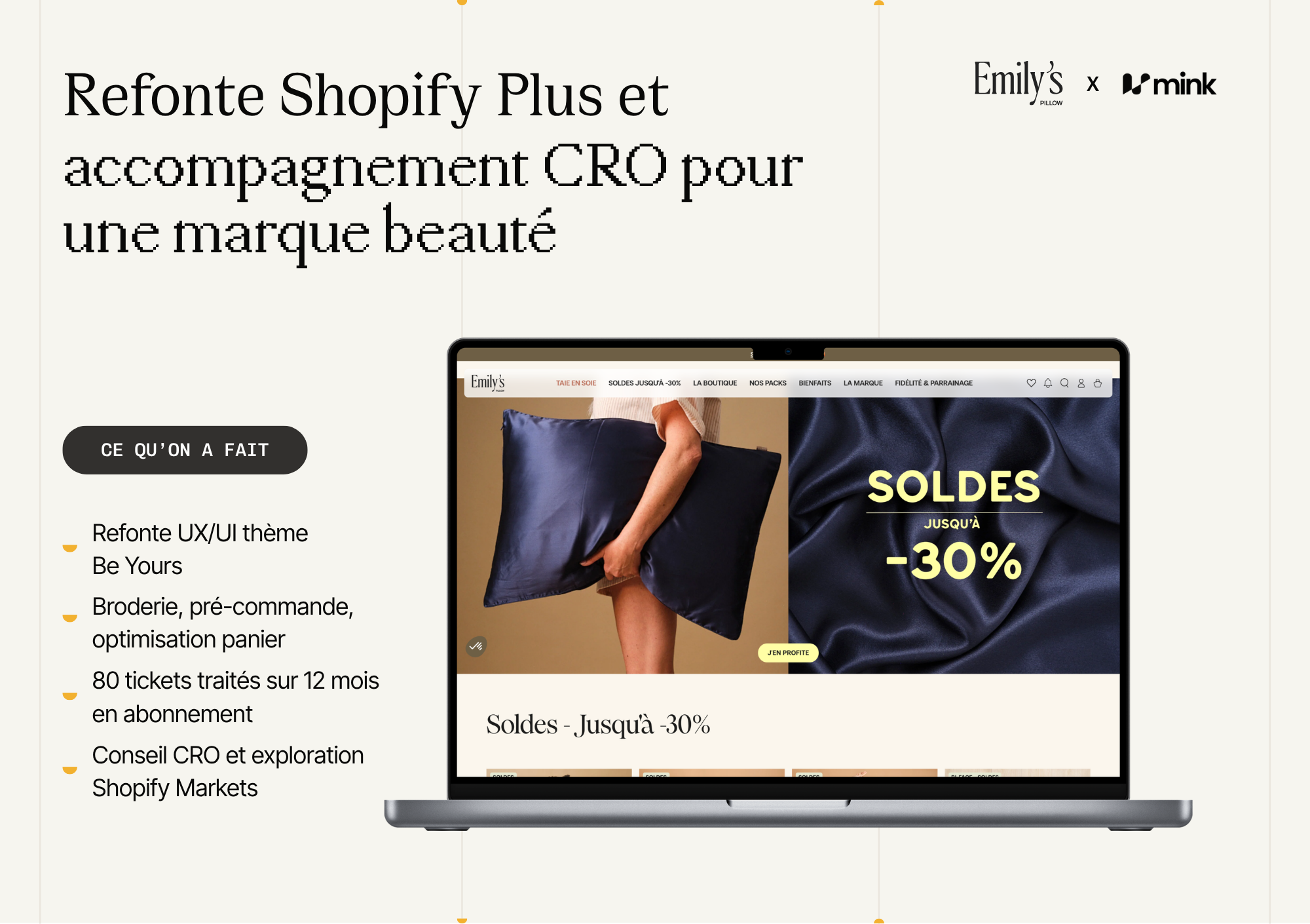 Illustration du projet Refonte Shopify Plus et accompagnement CRO pour une marque beauté