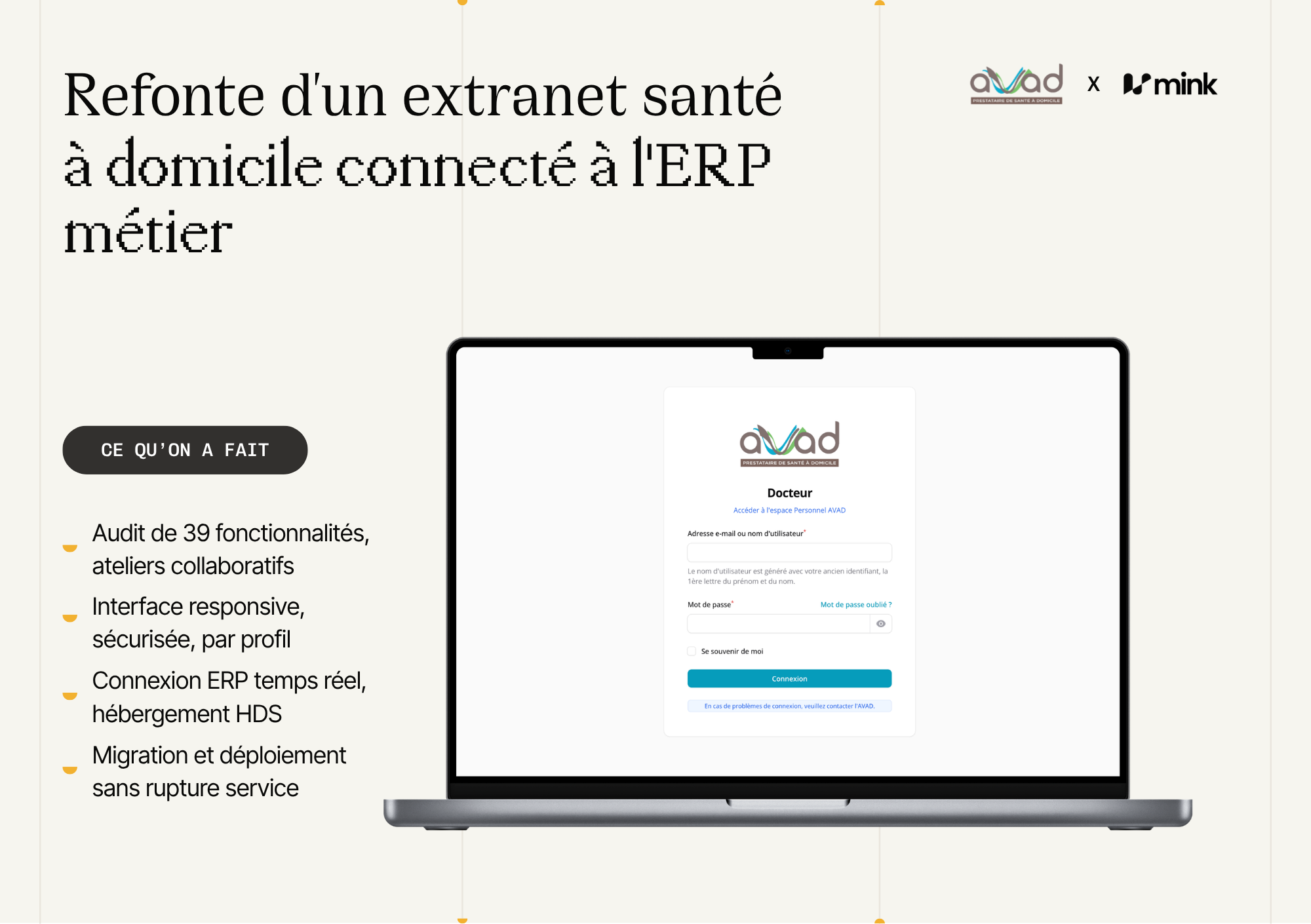 Illustration du projet Refonte d'un extranet santé à domicile connecté à l'ERP métier