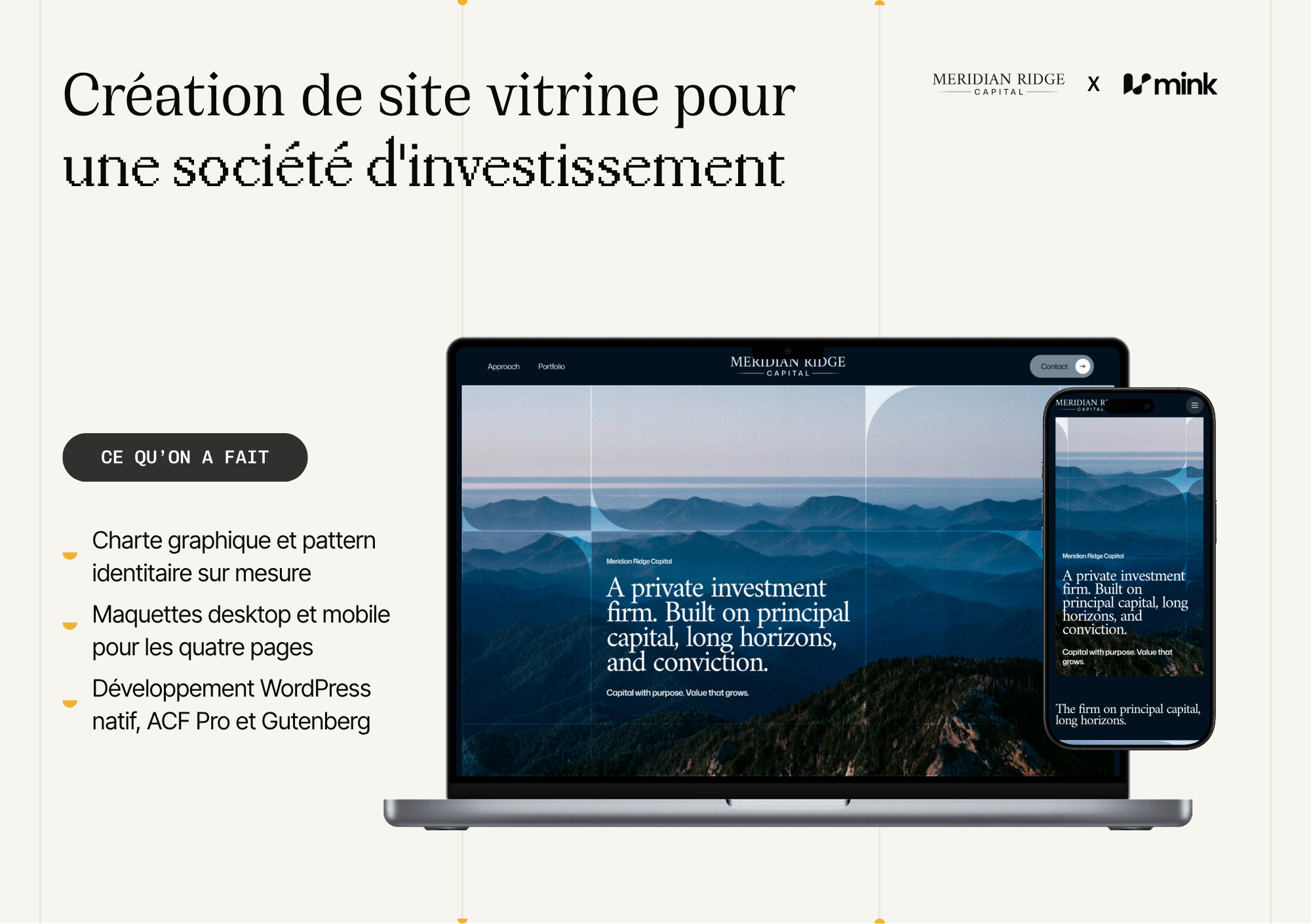 Illustration du projet Création de site vitrine pour une société d'investissement