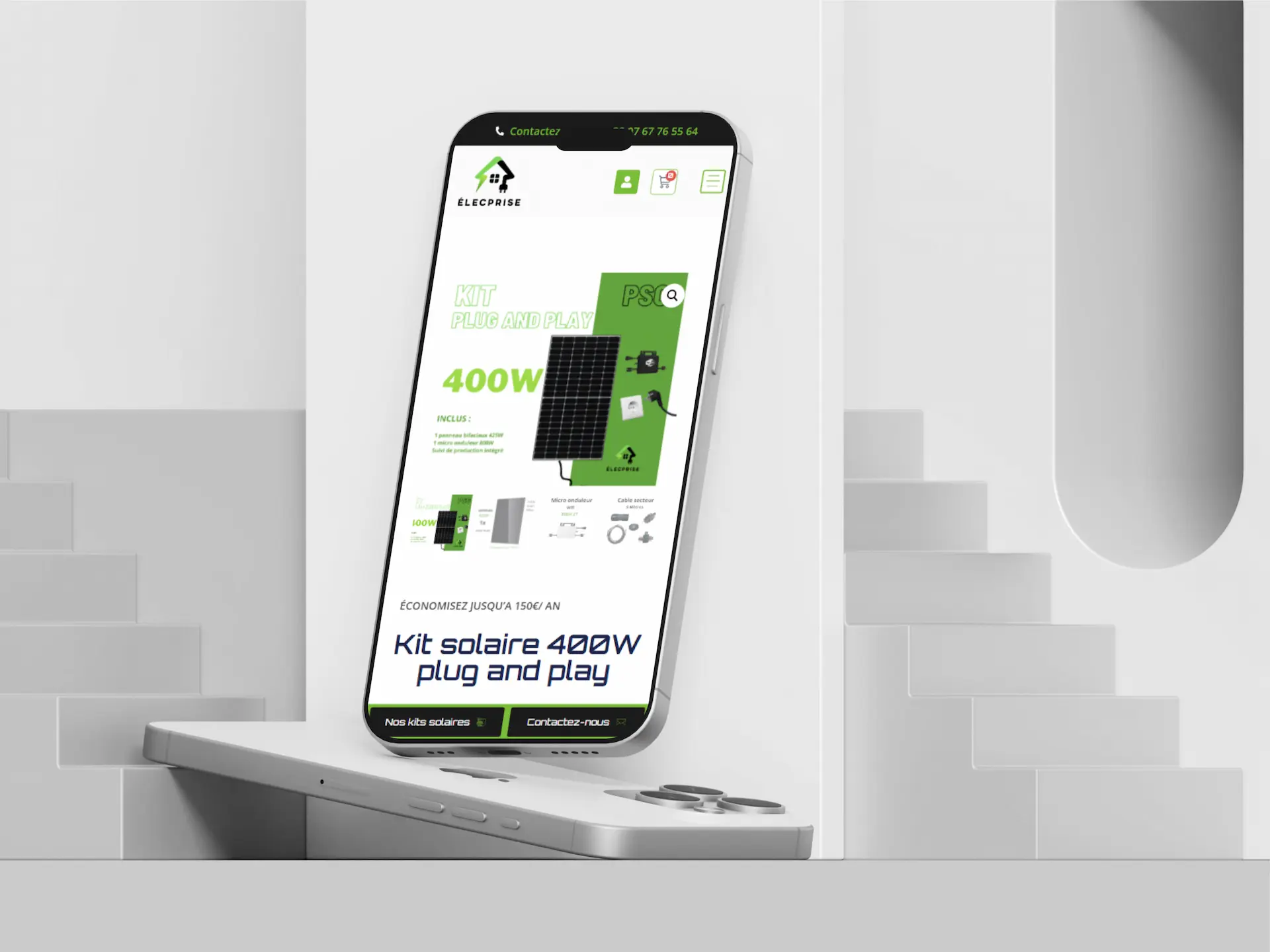 Illustration du projet Site e-commerce Élecprise - Solution kit solaire Cholet