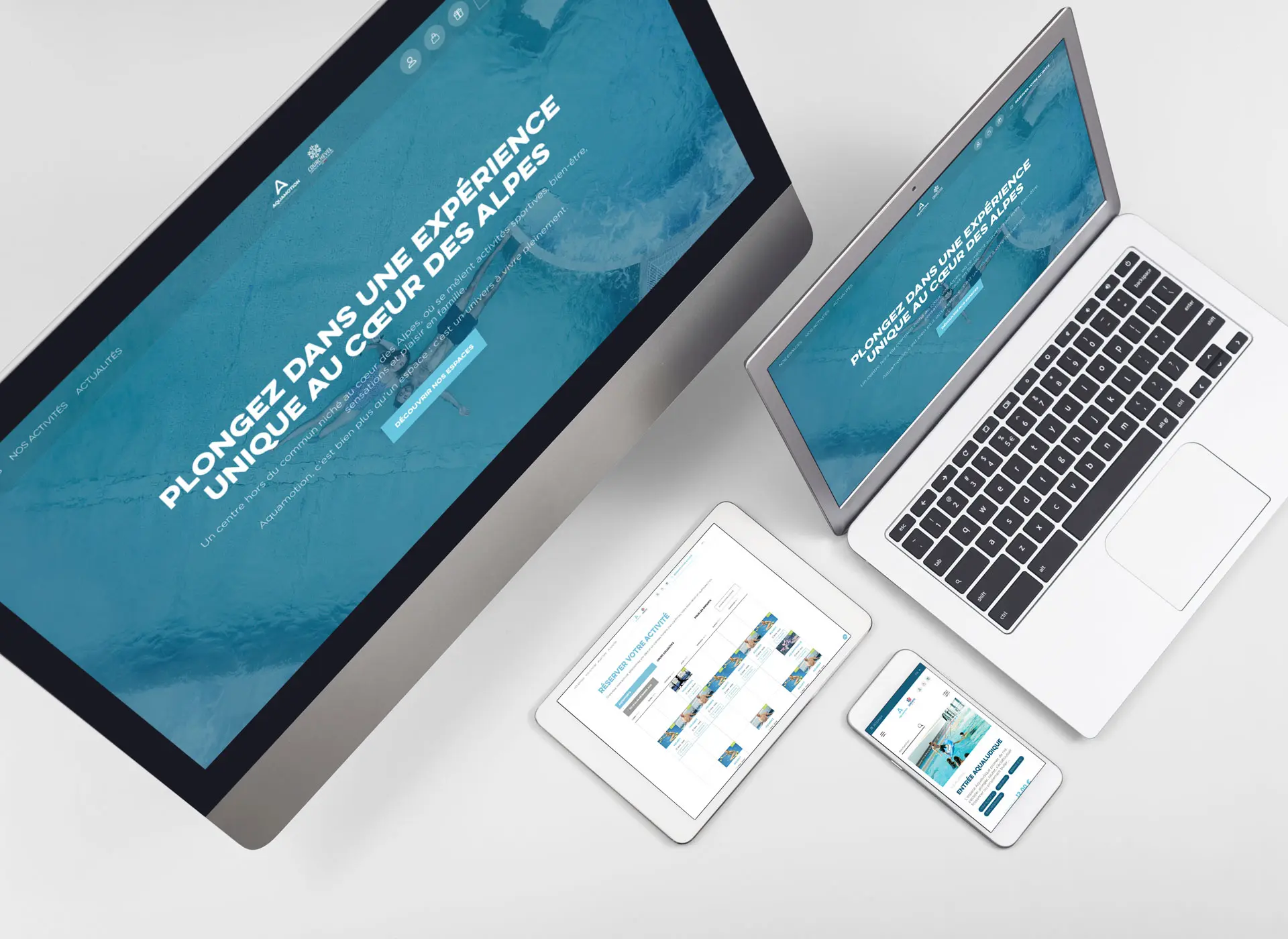 Illustration du projet Développement d’une solution digitale complète pour Aquamotion Courchevel : site web refondu, billetterie sur mesure et application mobile iOS & Android