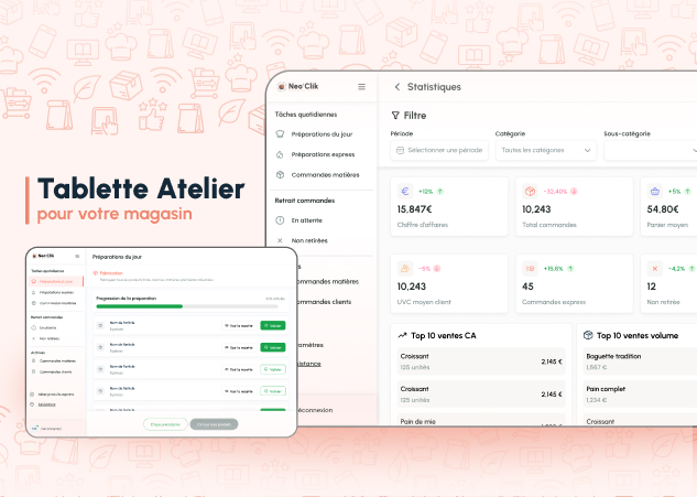Illustration du projet Neo’Clik – Application de borne de click and collect en magasin