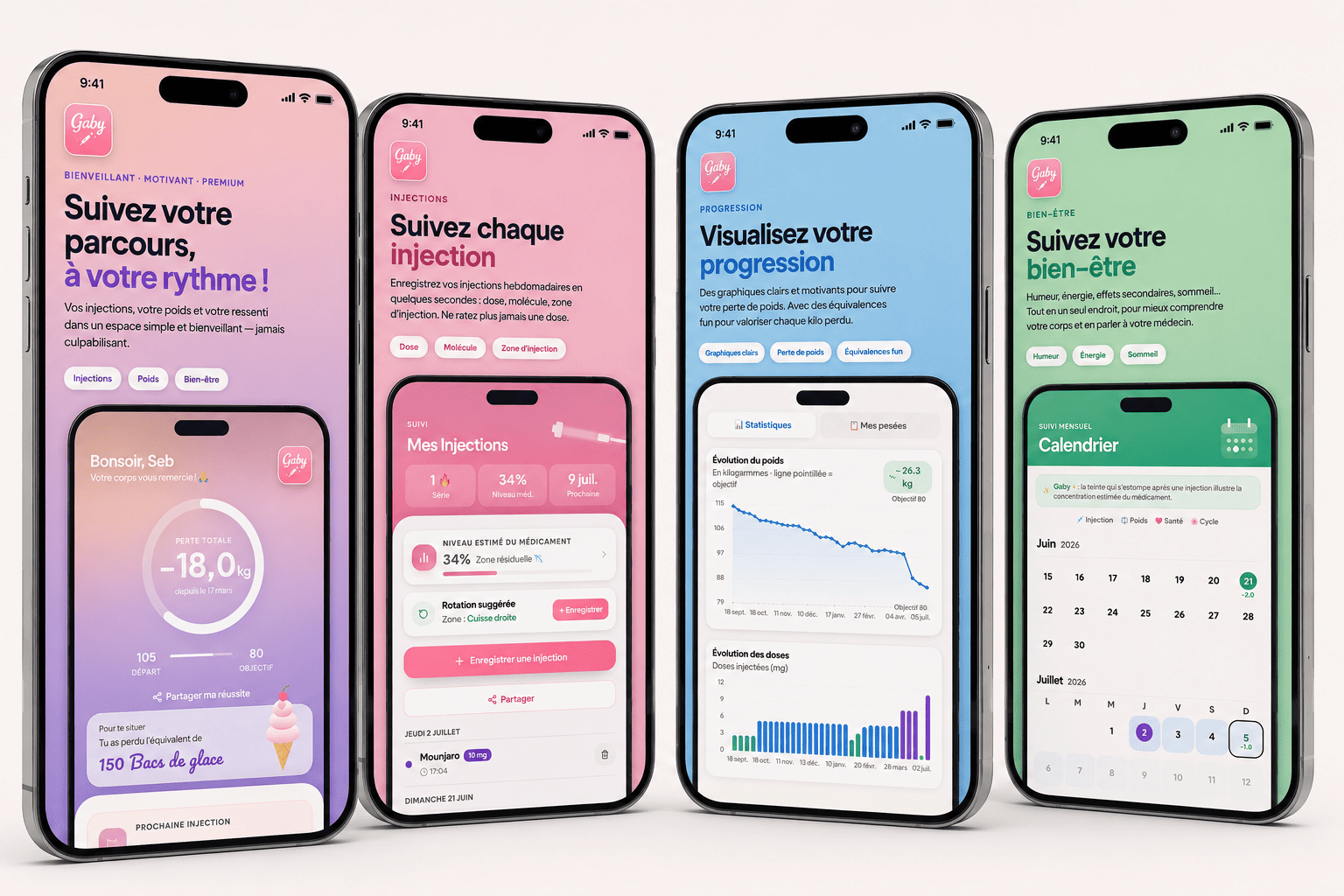Illustration du projet Gaby GLP1 – Application mobile de suivi des traitements GLP-1