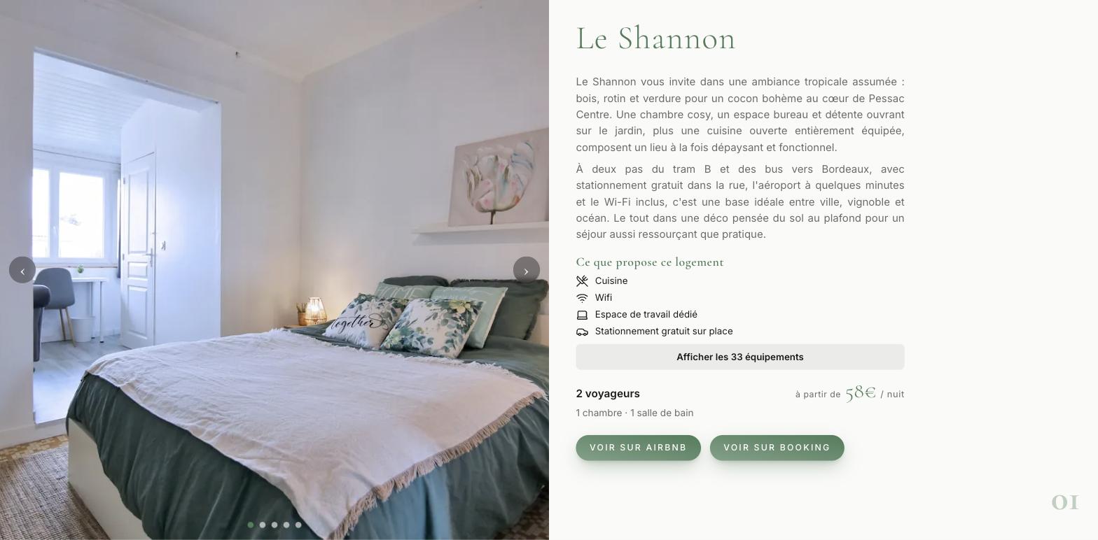 Illustration du projet Le site vitrine de trois appartements en location courte durée près de Bordeaux