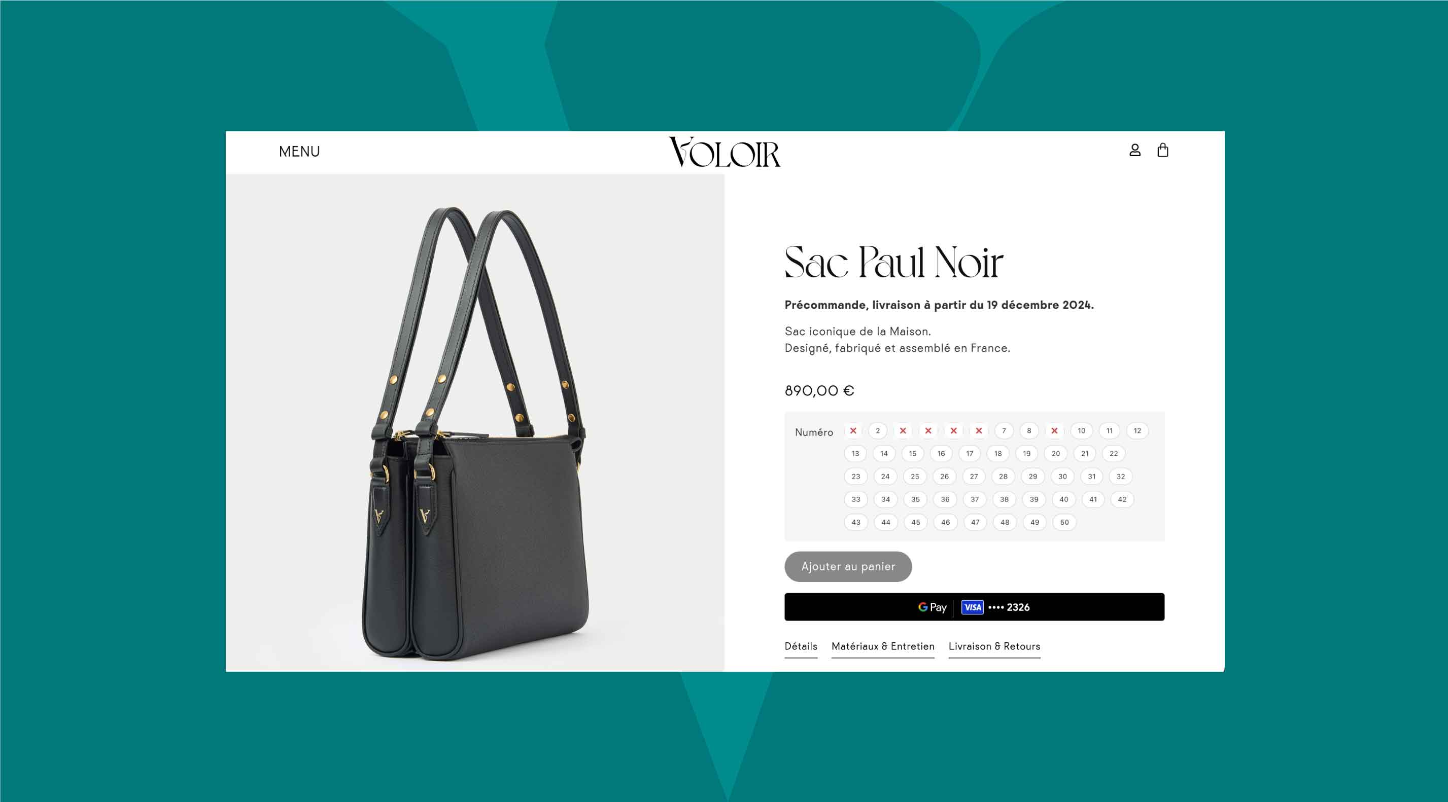 Illustration du projet Création de l'identité de marque et du site internet d'une marque de maroquinerie parisienne 