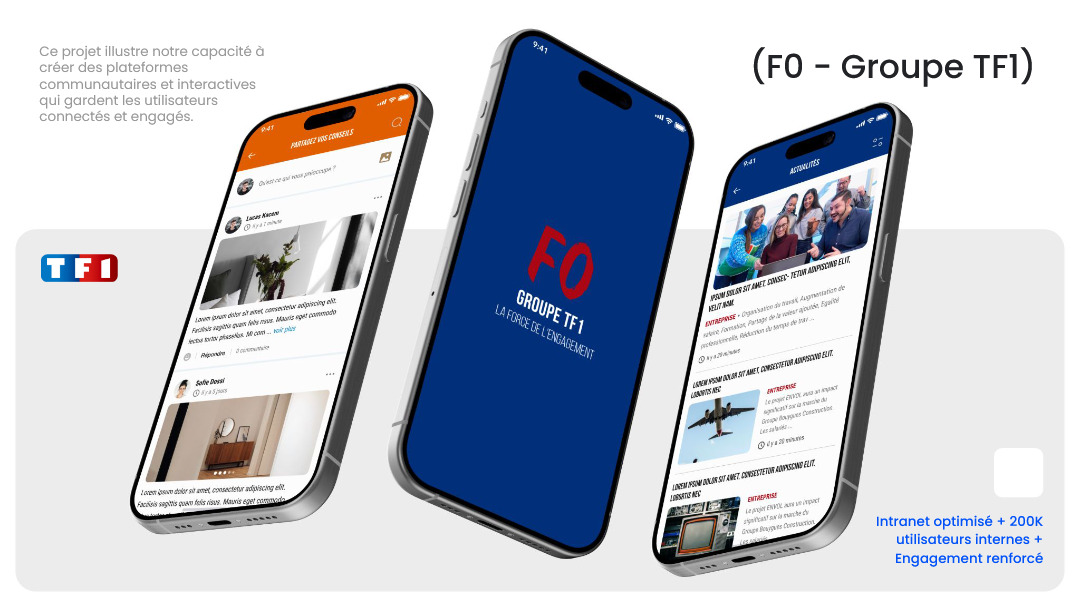 Illustration du projet FO TF1 — intranet mobile, messagerie et communication interne