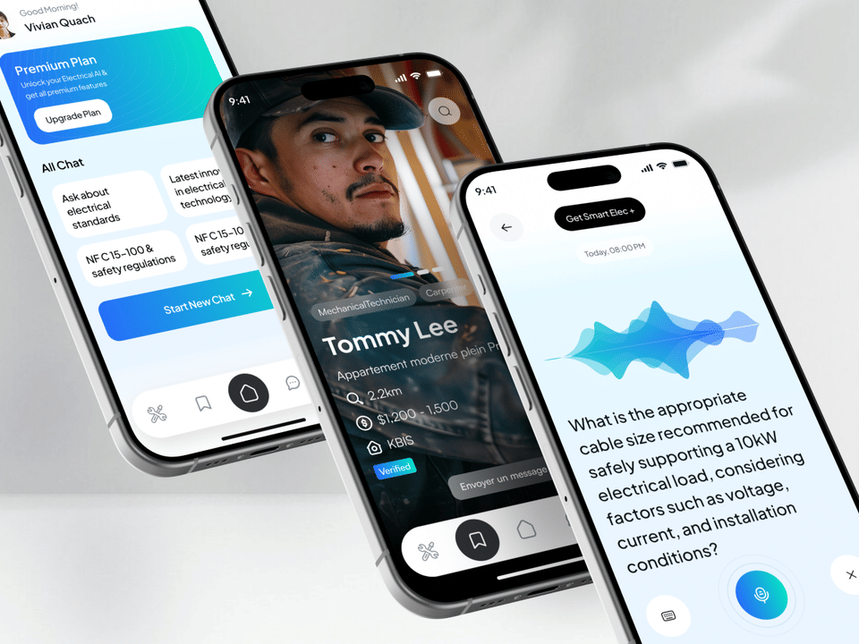 Illustration du projet SmartElec — application mobile et assistant IA pour les métiers de l’électricité