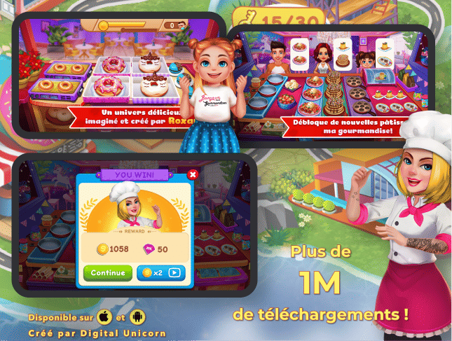 Illustration du projet L’Atelier de Roxane — développement d’un jeu mobile iOS et Android
