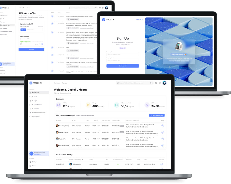 Illustration du projet RPTech AI / Golyate — extension web de transcription de réunions par IA