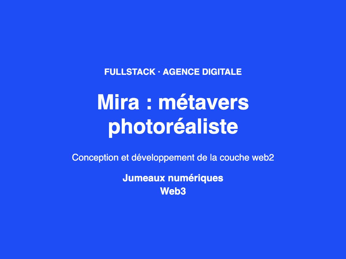 Illustration du projet Couche web2 d'une plateforme de métavers photoréaliste