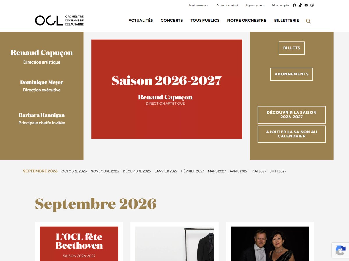 Illustration du projet Maintenance, sécurité et support du site de l'Orchestre de Chambre de Lausanne