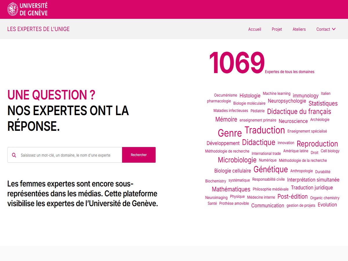 Illustration du projet Les Expertes de l'UNIGE : annuaire en ligne des expertes de l'Université de Genève