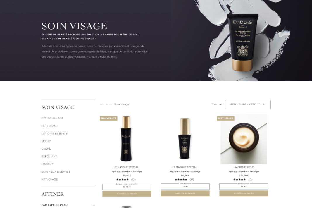 Illustration du projet Refonte du site Evidensdebeauté