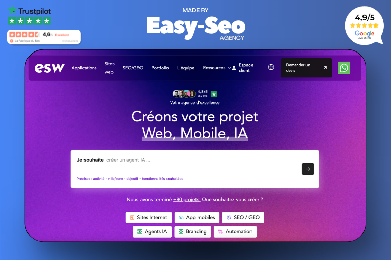 Illustration du projet Pilotage complet de la stratégie SEO et GEO pour Easyweb-agency
