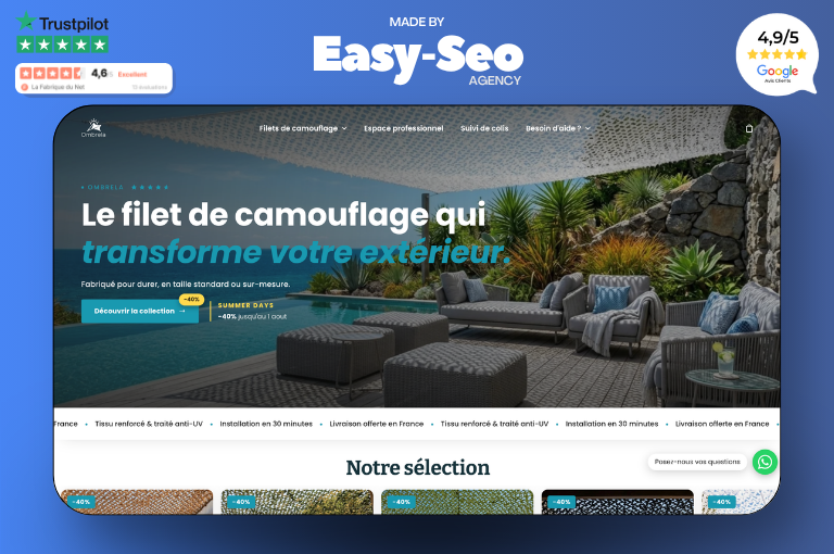 Illustration du projet Restructuration SEO et Optimisation e-Commerce pour Ombrela