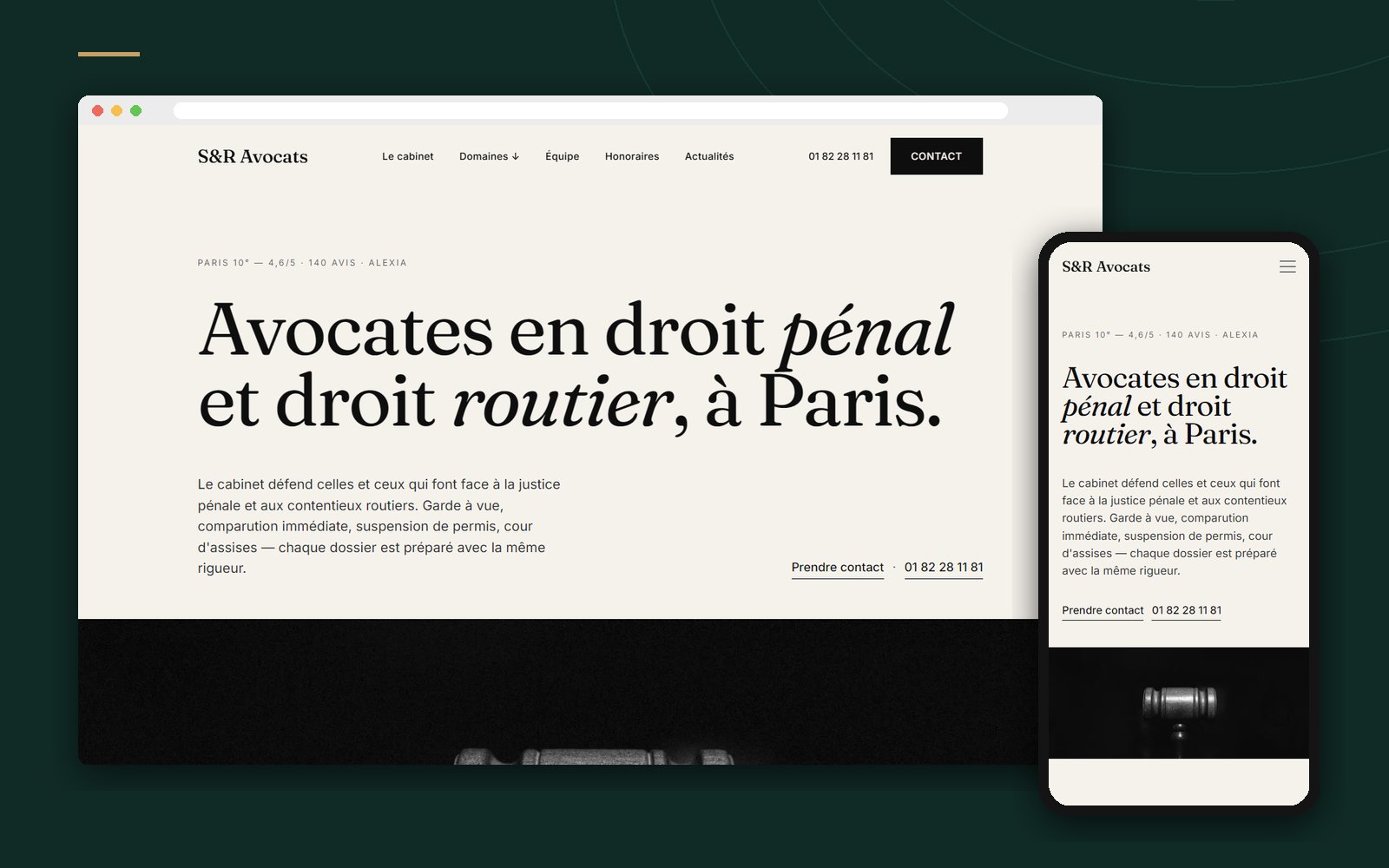 Illustration du projet Site et référencement Google – Cabinet SR Avocats