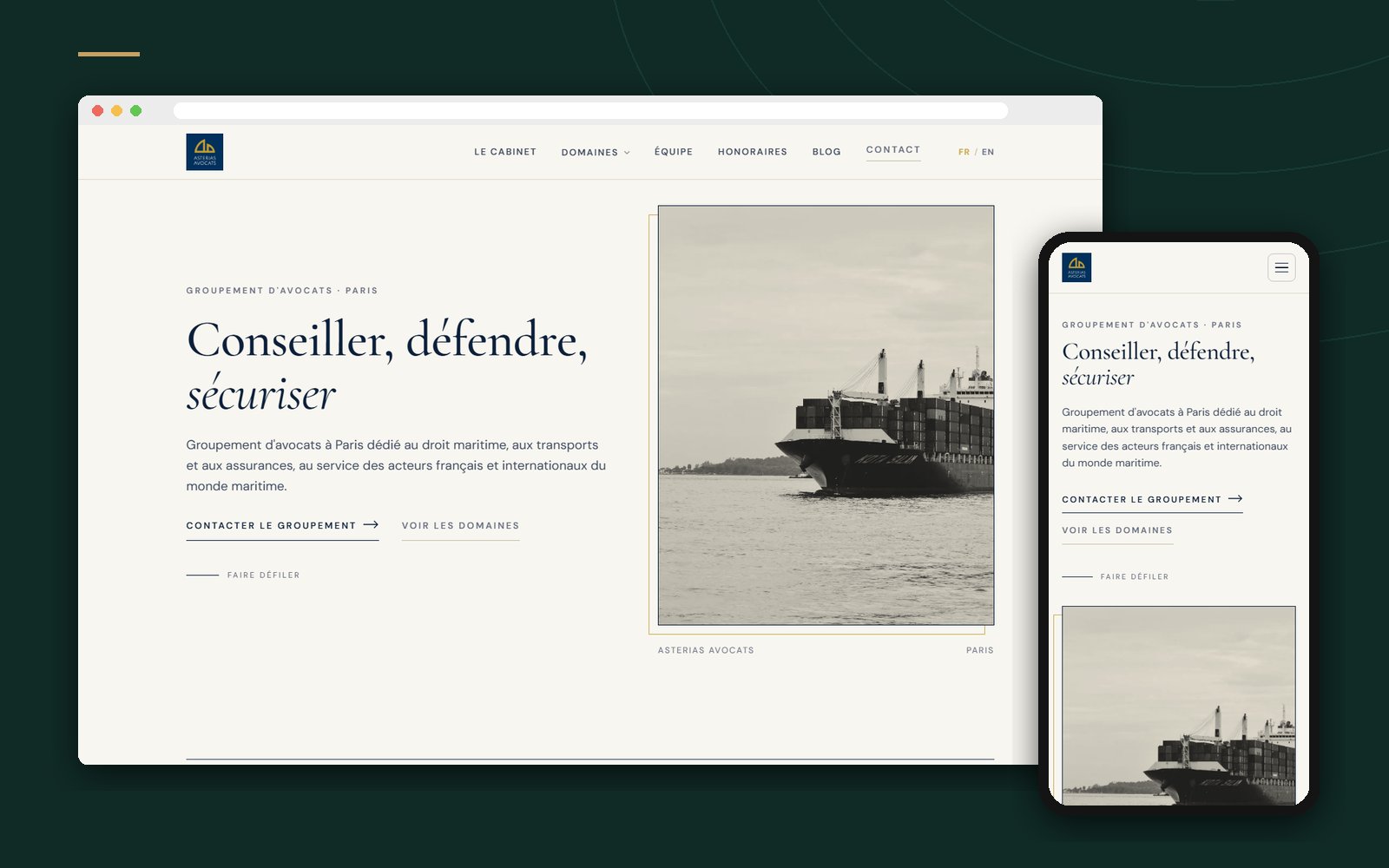 Illustration du projet Site et référencement Google – Asterias Avocats