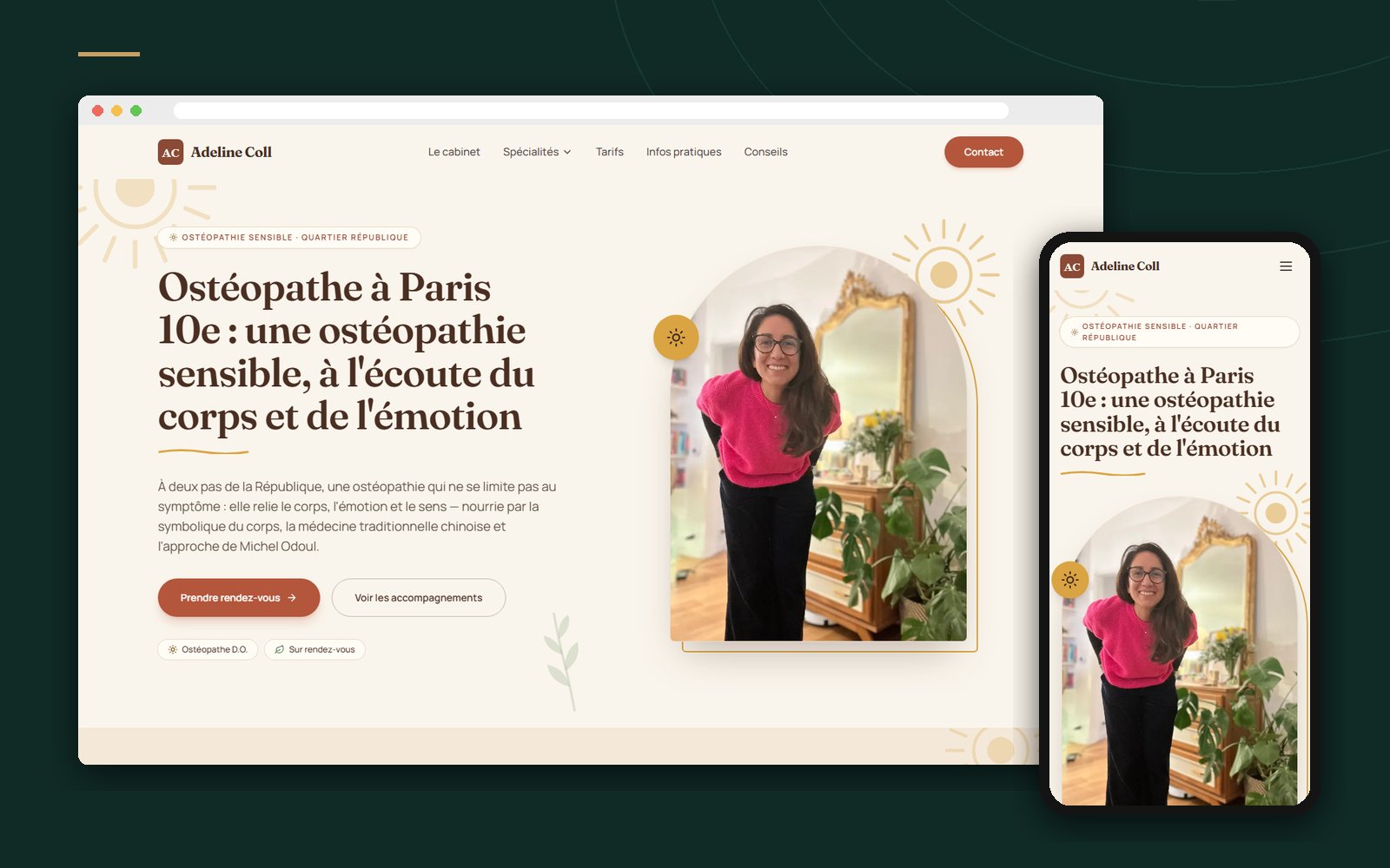 Illustration du projet Site et référencement Google – Cabinet Adeline Coll