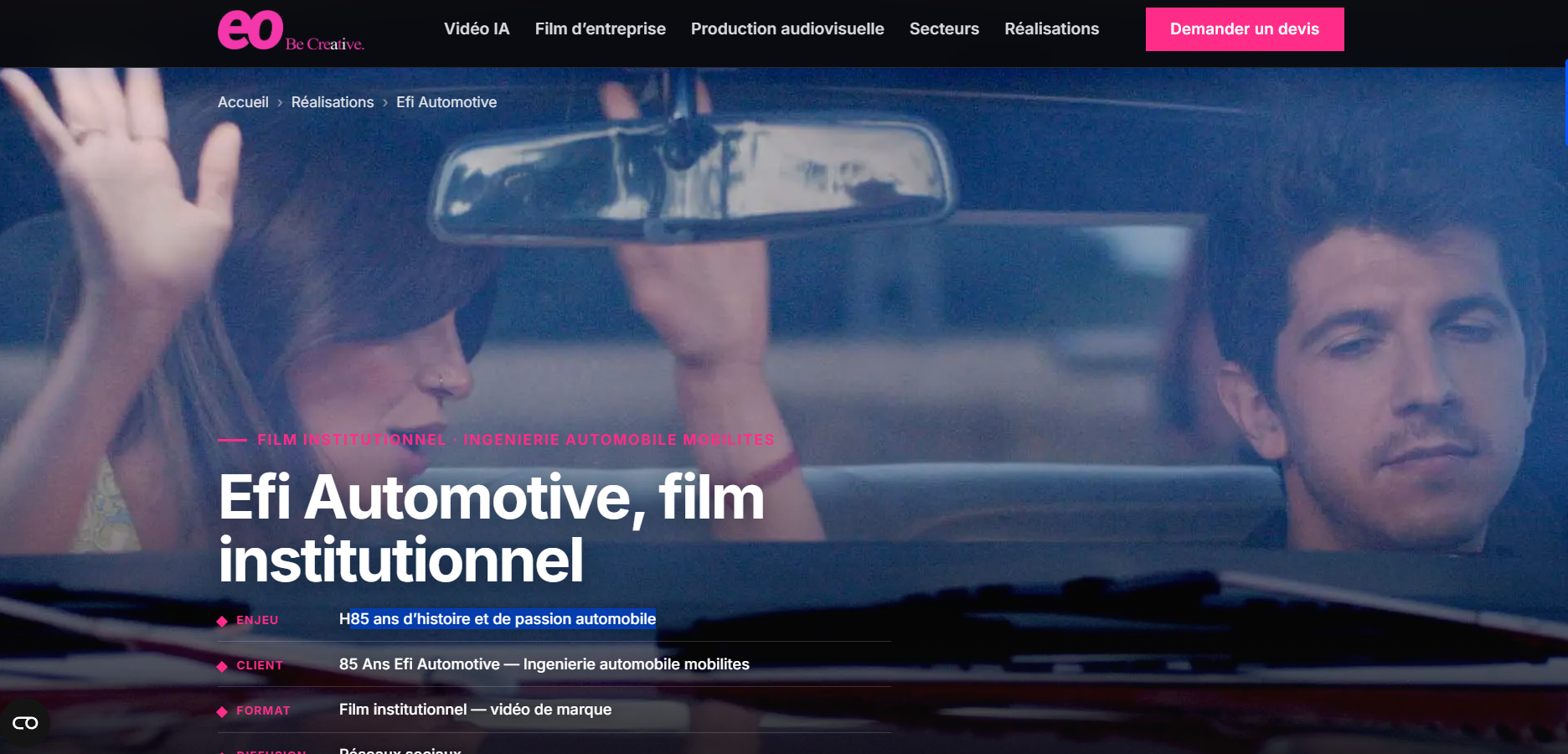 Illustration du projet Efi Automotive, film institutionnel