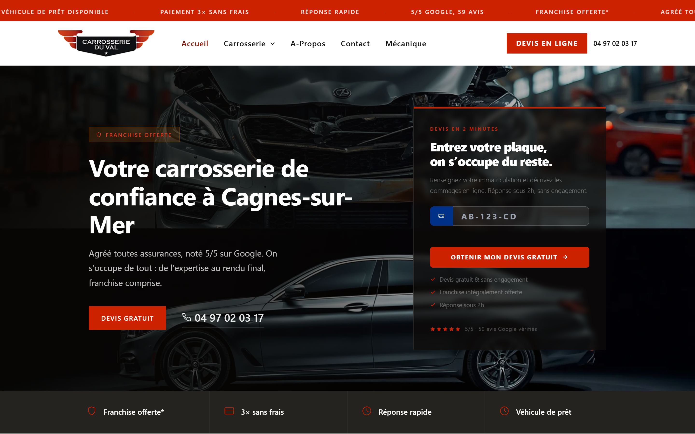 Illustration du projet Site internet pour Garage & Réparation - Carrosserie du Val à Cagnes-sur-mer