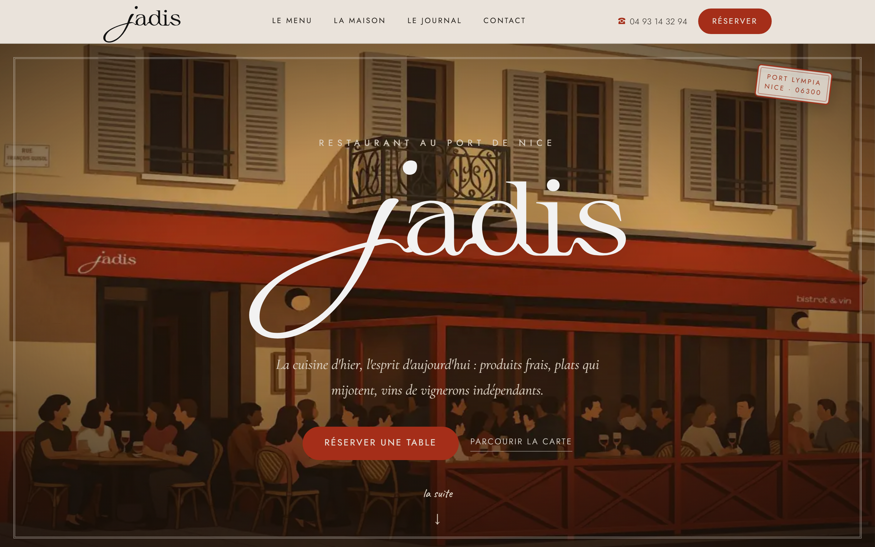 Illustration du projet Création d'un site internet Restaurant pour Jadis à Nice