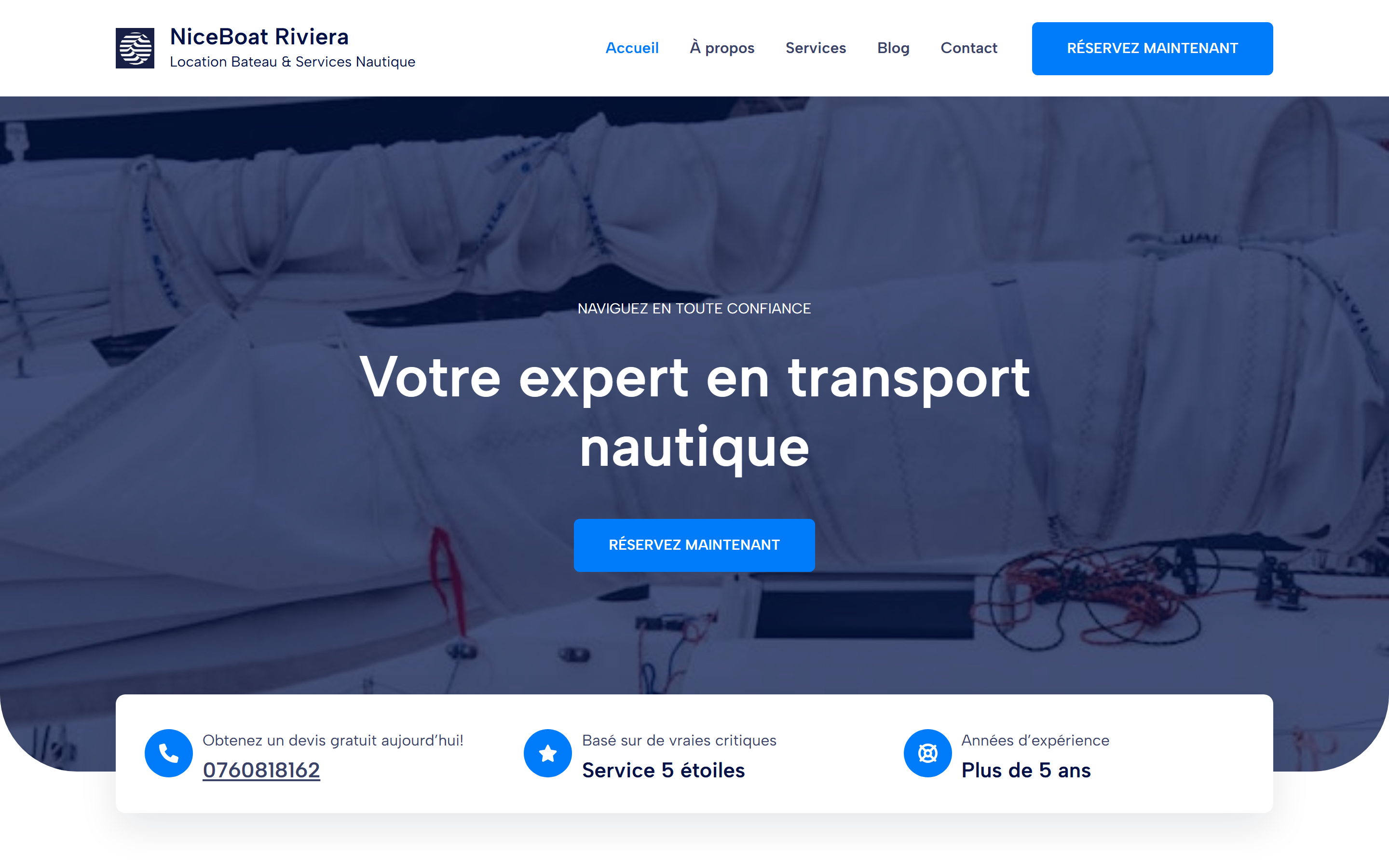 Illustration du projet Site internet NiceBoat Riviera