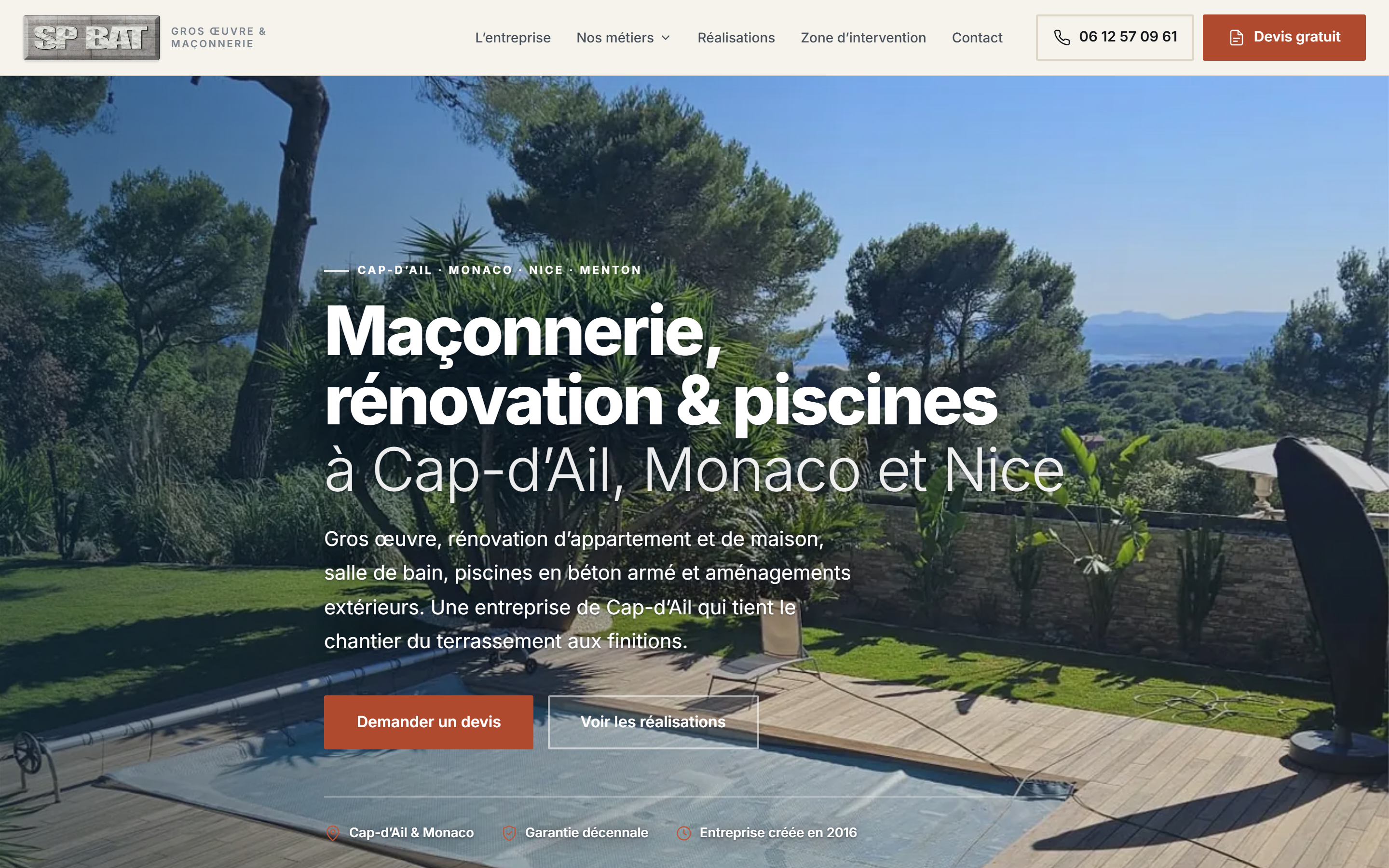 Illustration du projet Site internet SP BAT – Maçonnerie, rénovation et piscines