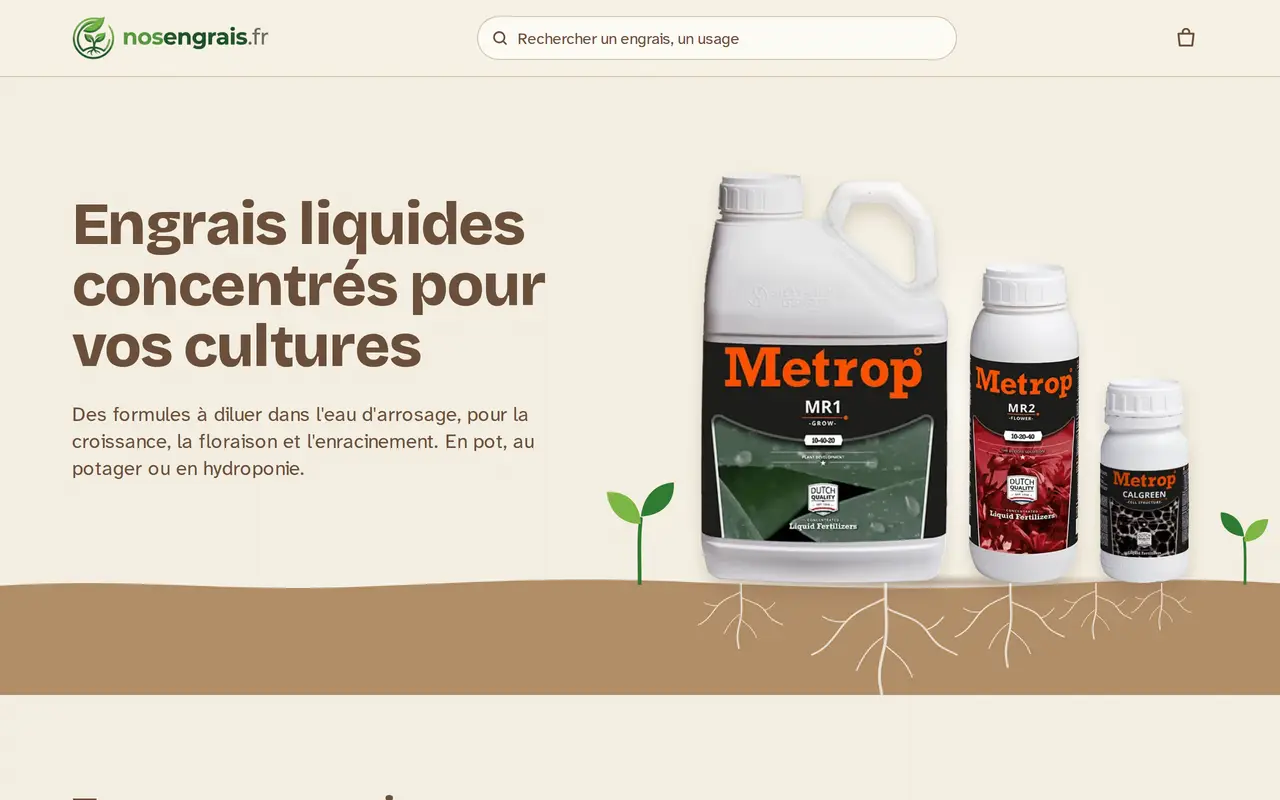 Illustration du projet Boutique en ligne d'engrais liquides, volontairement simple