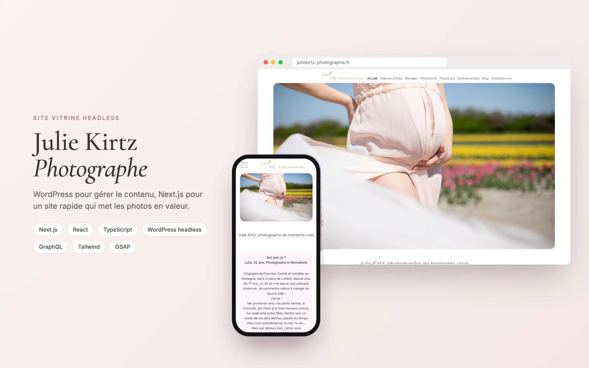 Illustration du projet Site web headless pour Julie Kirtz Photographe