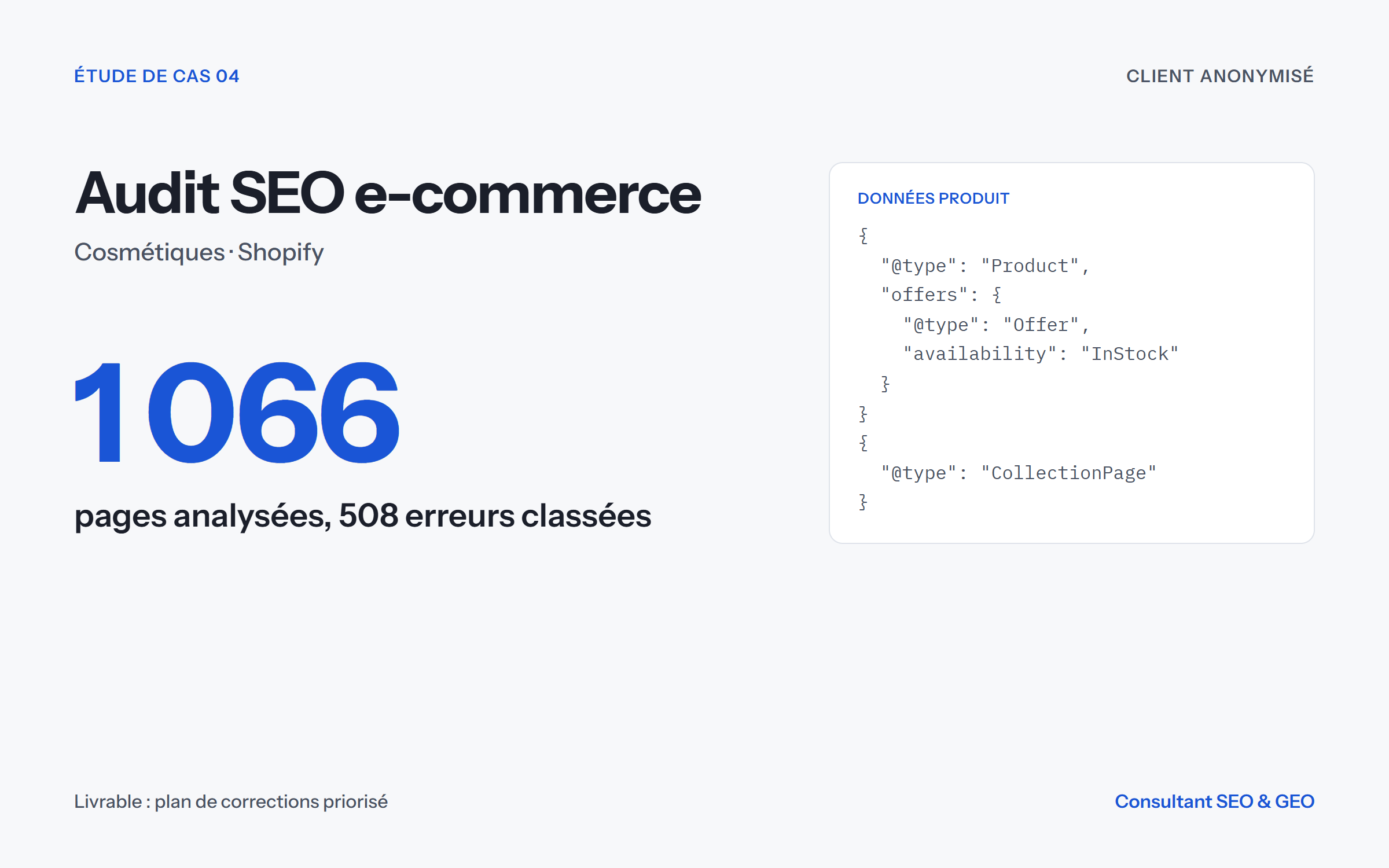 Illustration du projet Audit SEO d'une boutique de cosmétiques (Shopify)