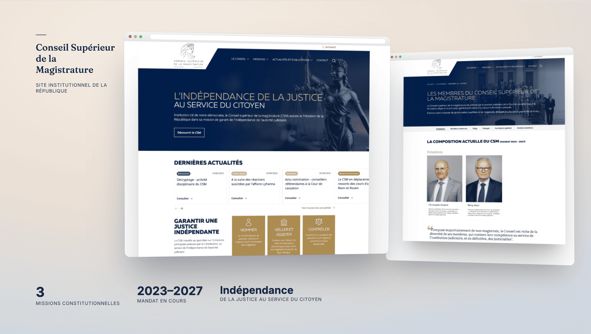 Illustration du projet Site institutionnel du Conseil supérieur de la magistrature