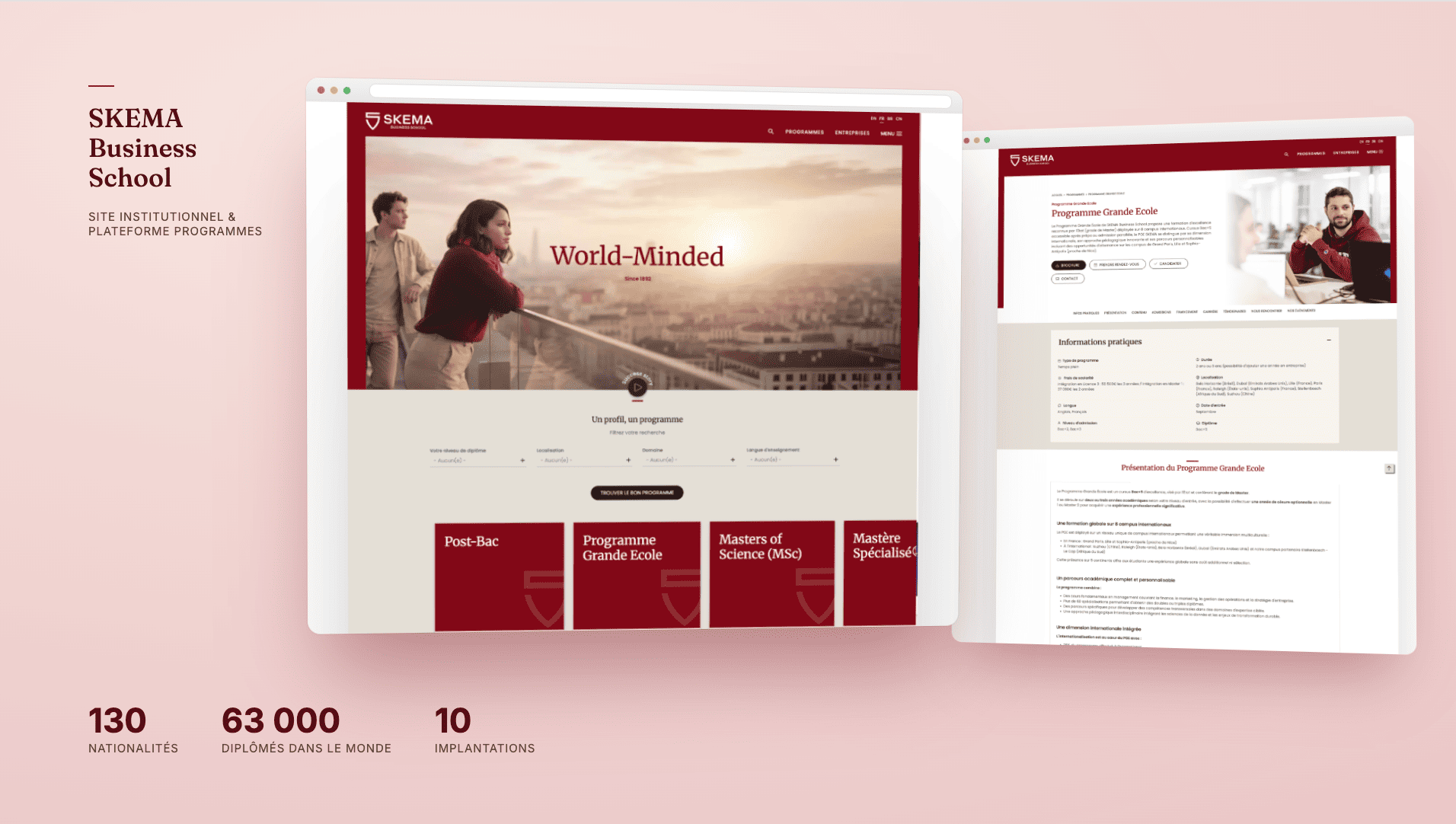 Illustration du projet Site institutionnel de SKEMA Business School