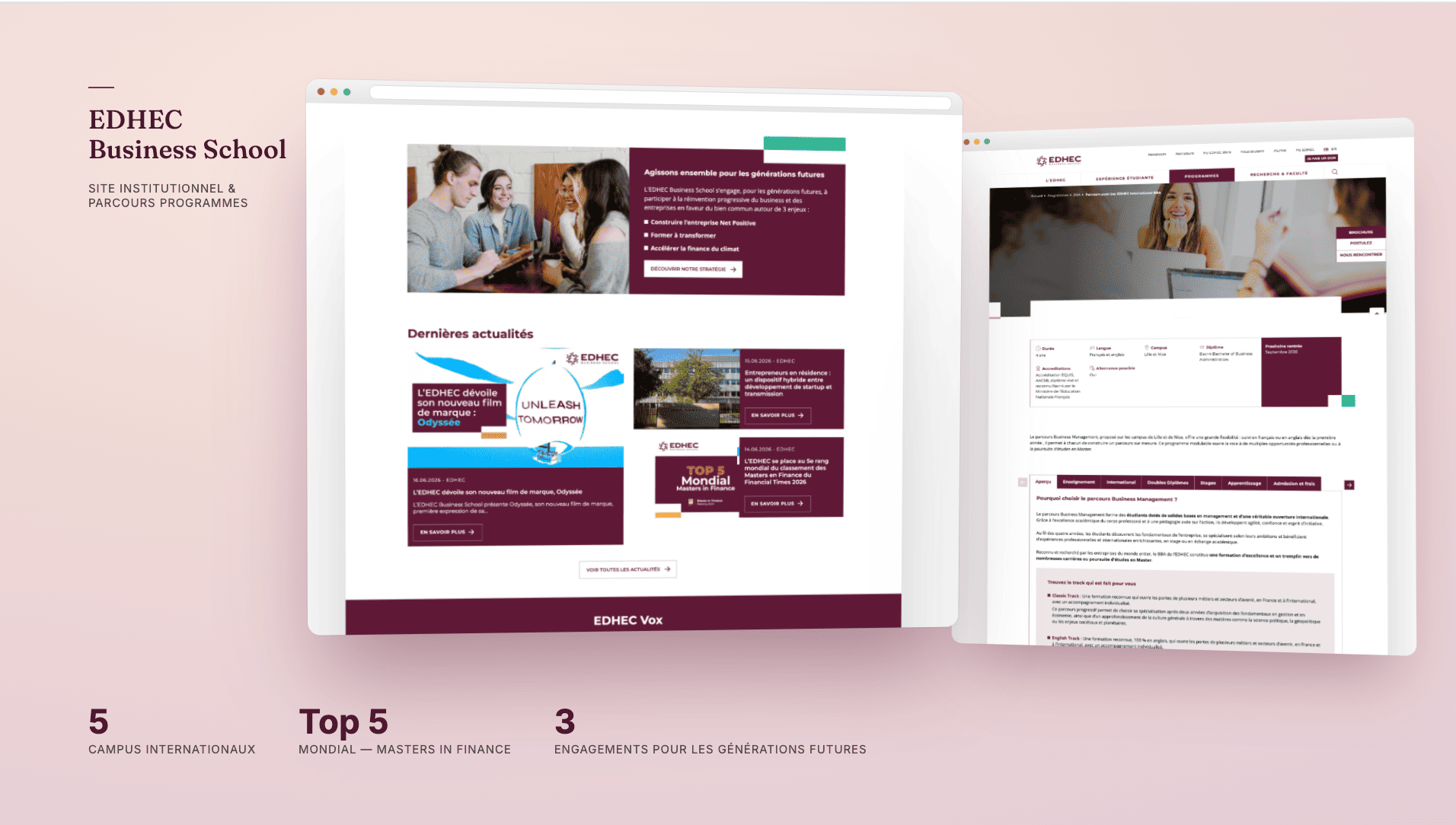 Illustration du projet Site institutionnel de l'EDHEC Business School