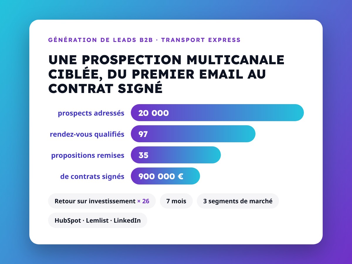 Illustration du projet 97 rendez-vous qualifiés et 900 000 € de contrats signés pour un leader du transport express