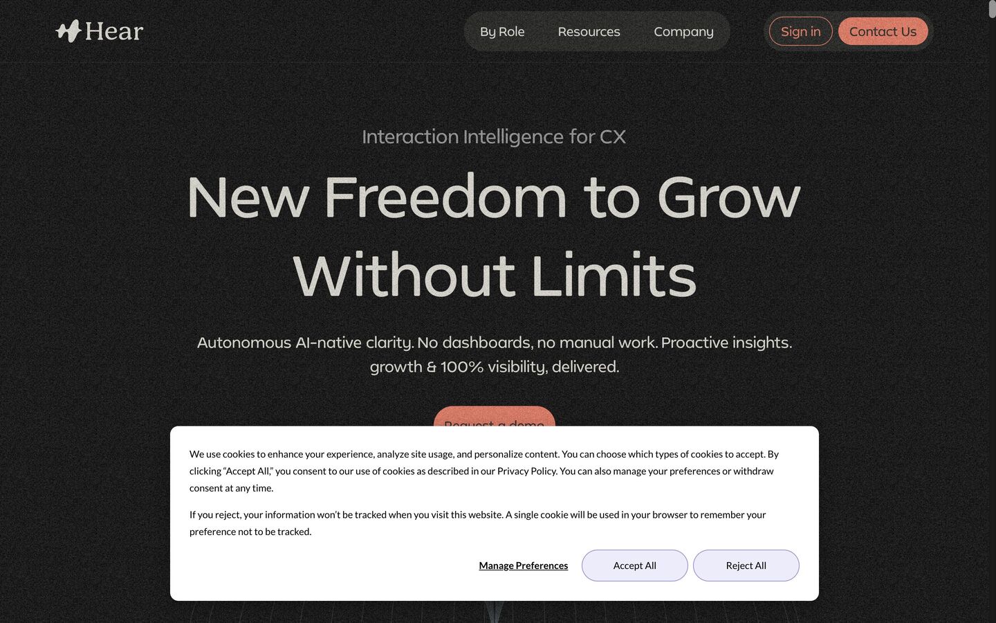 Illustration du projet Hear.ai : site d'une plateforme IA pour centres de contact