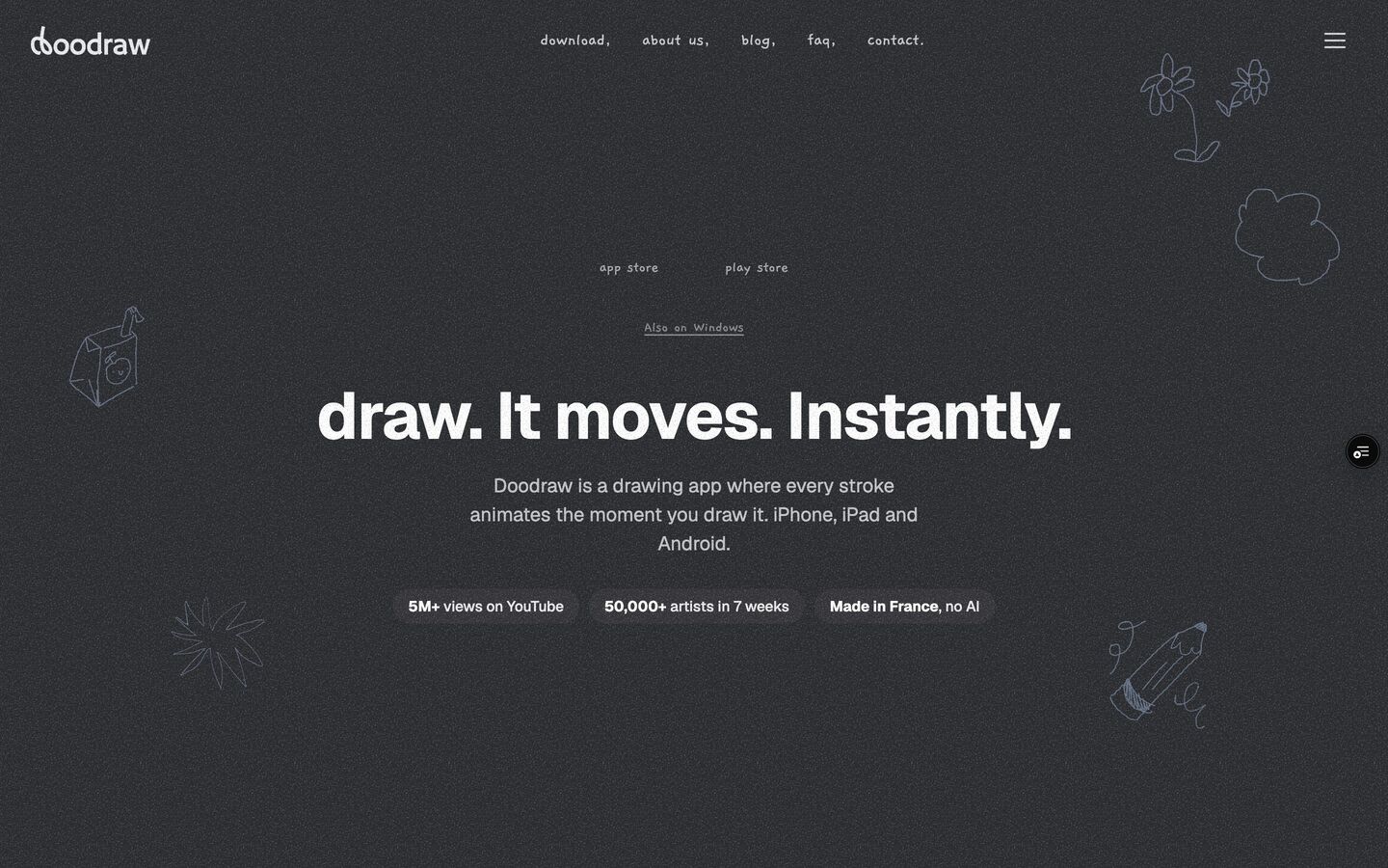 Illustration du projet Doodraw : app de dessin animé (iOS, Android, Windows)