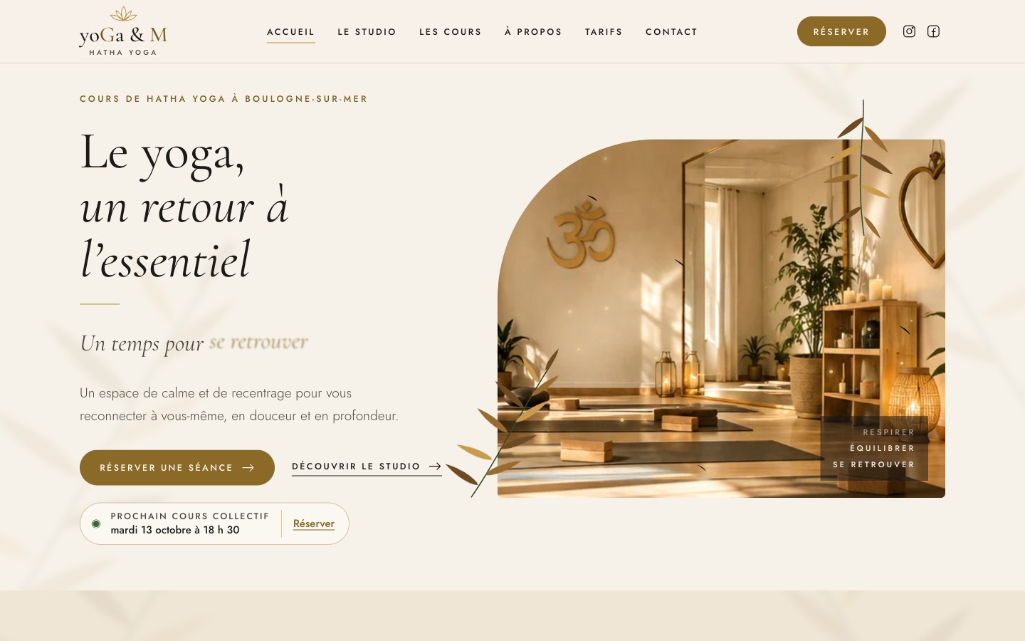 Illustration du projet Site vitrine WordPress avec réservation de cours en ligne pour un studio de yoga