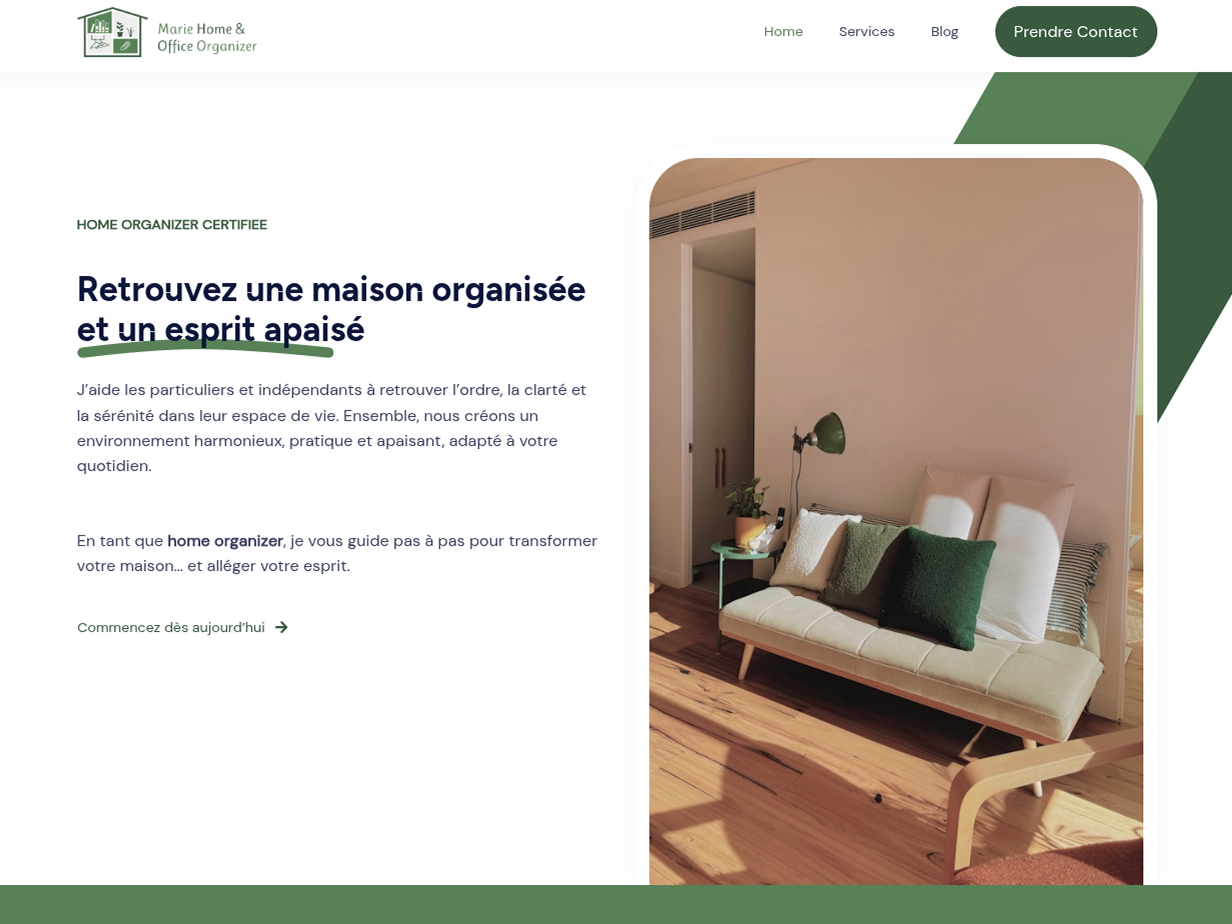 Illustration du projet Site vitrine pour une home organizer indépendante
