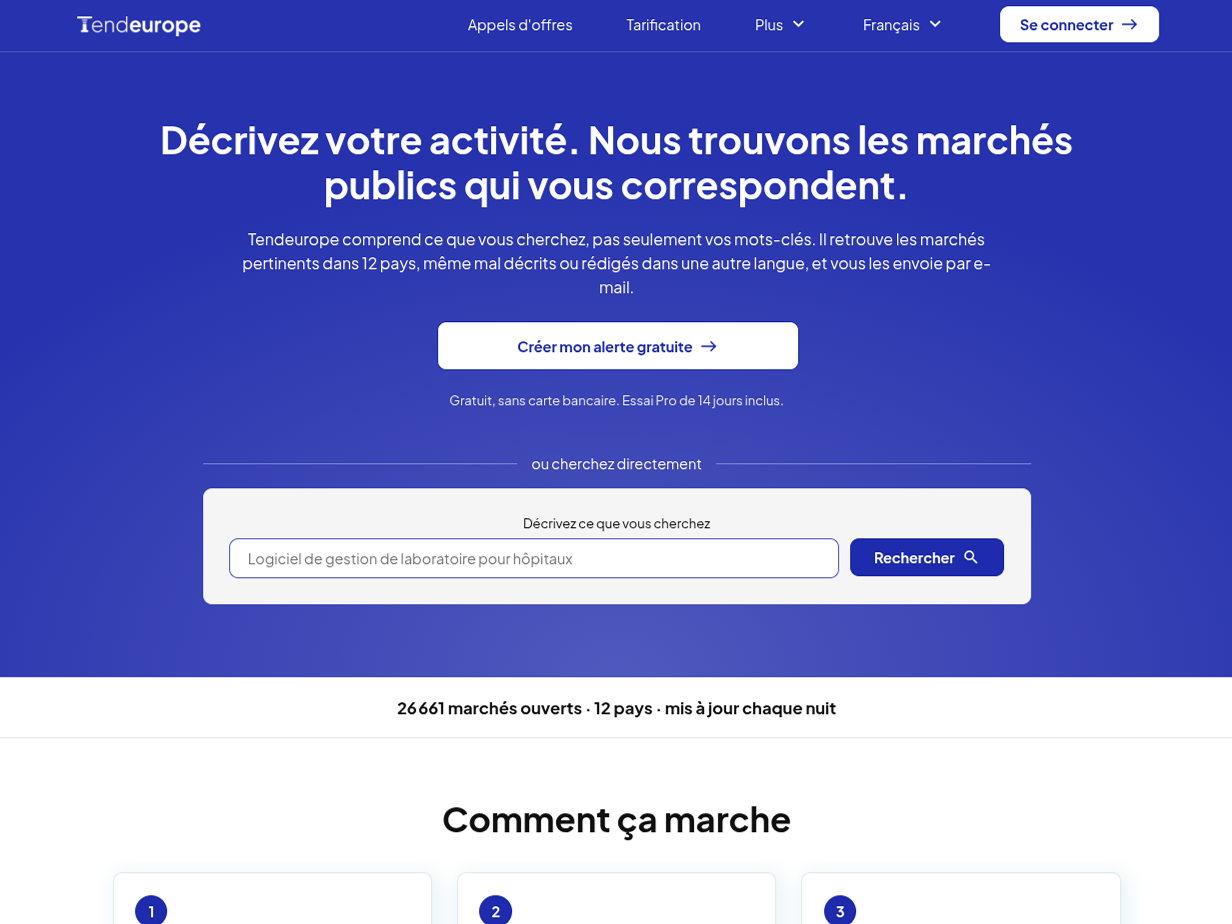 Illustration du projet Tendeurope : Faciliter la recherche d’appels d’offres européens