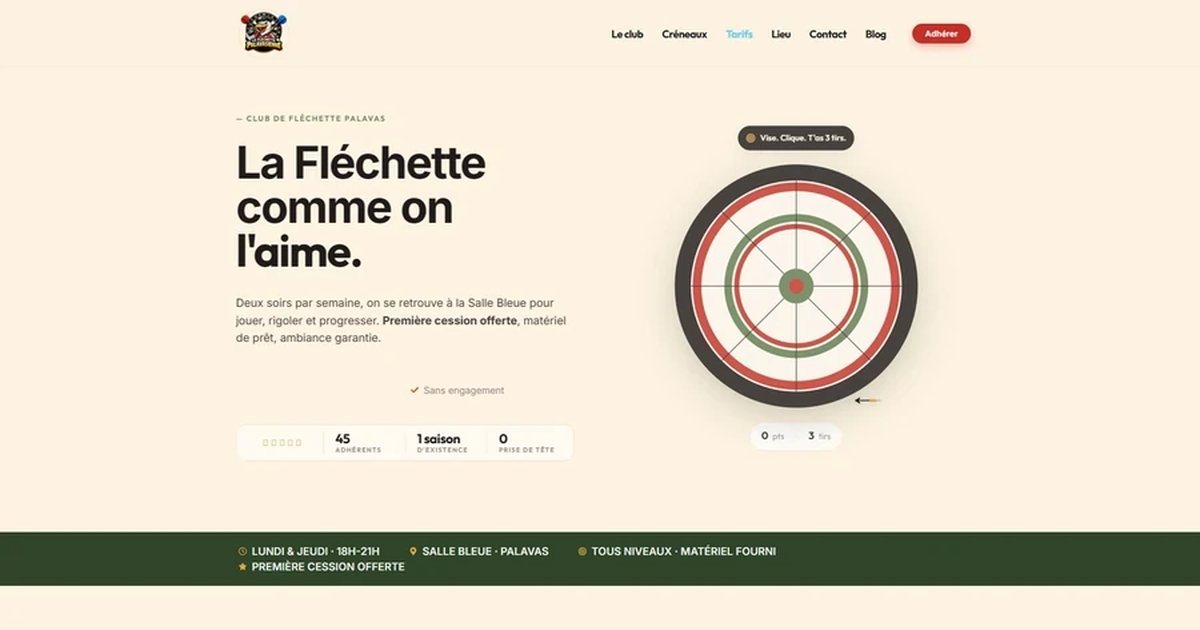 Illustration du projet La Fléchette Palavasienne — site du club et adhésion en ligne