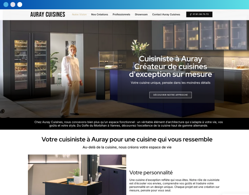 Illustration du projet Création site vitrine pour Auray Cuisines